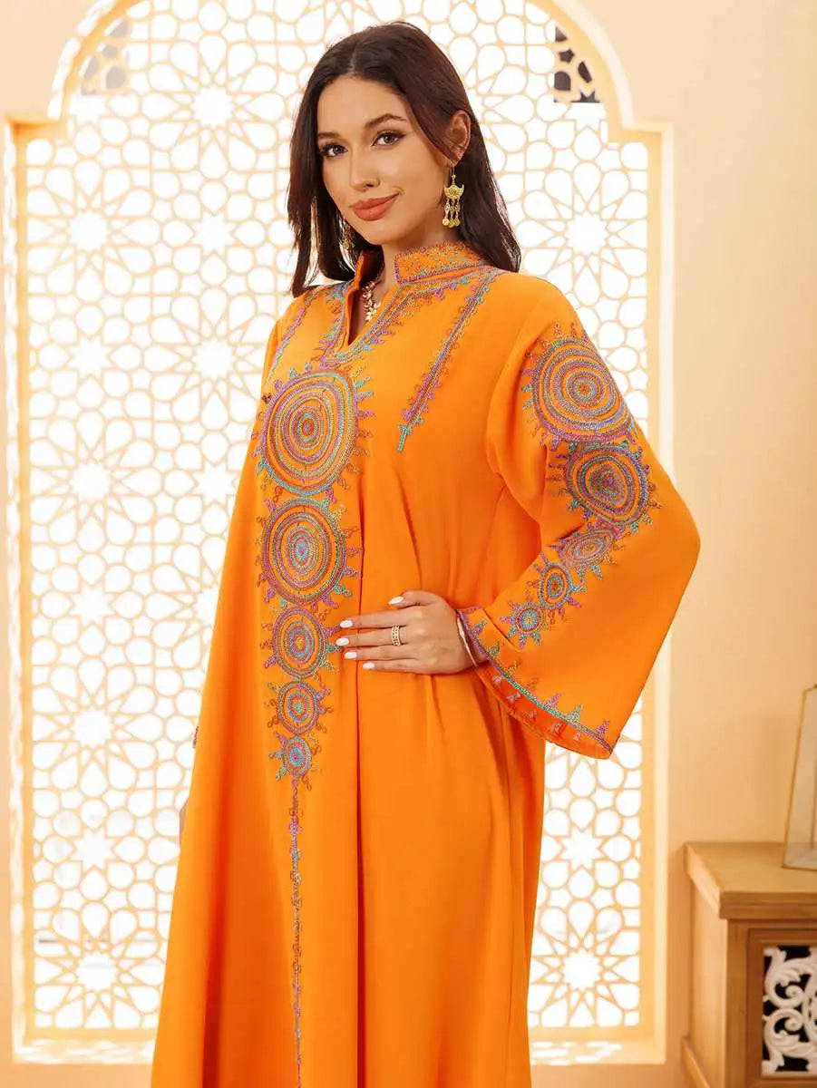 Elegant Embroidery Eid Jalabiya Caftan Kaftan Dress for Women - Perfect for Eid Celebrations, Weddings & Special Occasions