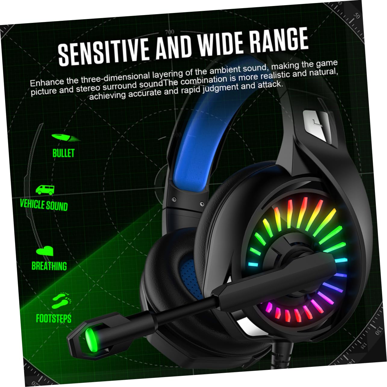 Gadpiparty 3-Piece Wired Gaming Headset with Microphone - Noise Cancelling Over-Ear Headphones for PC, Computer, PS4, Xbox - Black & Blue (A20 Model) - Perfect for Online Gaming, Streaming & Video Calls