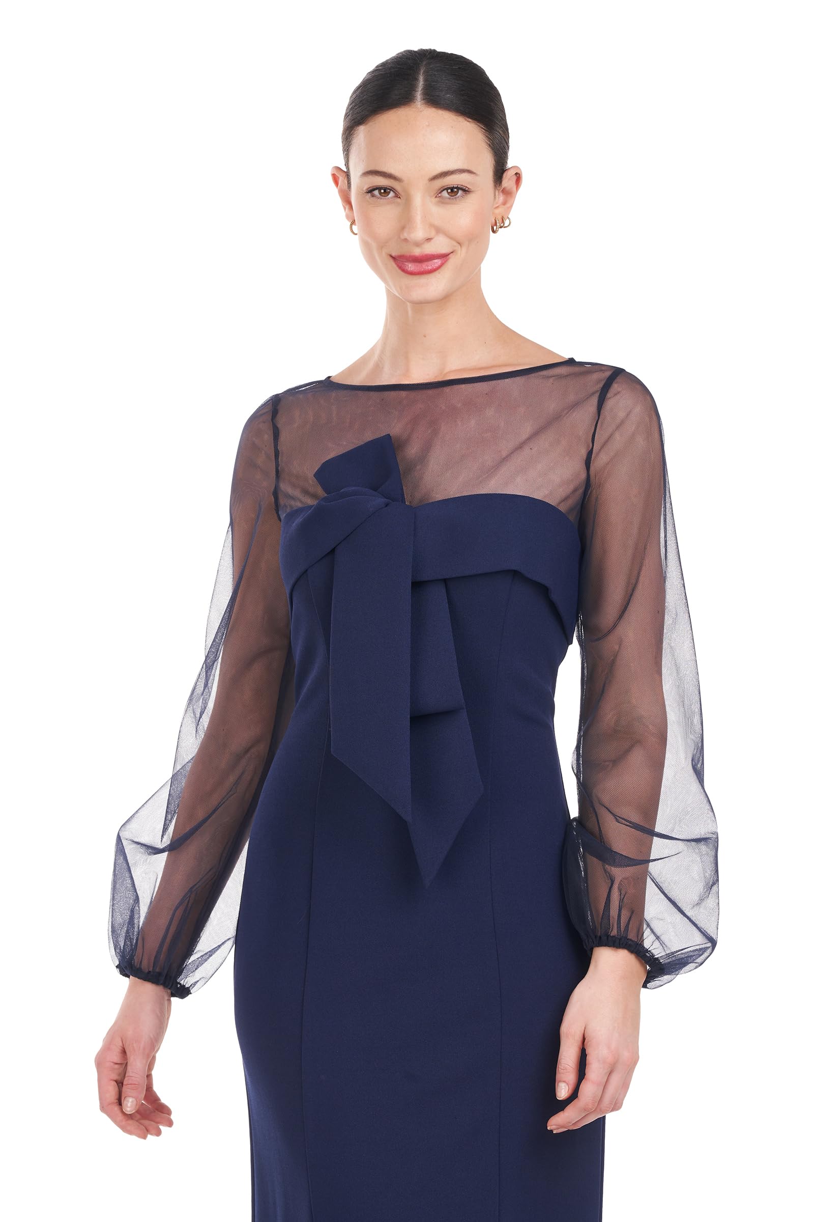 JS Collections Women's Maia Bow Tea Length Dress - Elegant Floral Print A-Line Cocktail Dress for Wedding Guest, Party & Special Occasions
