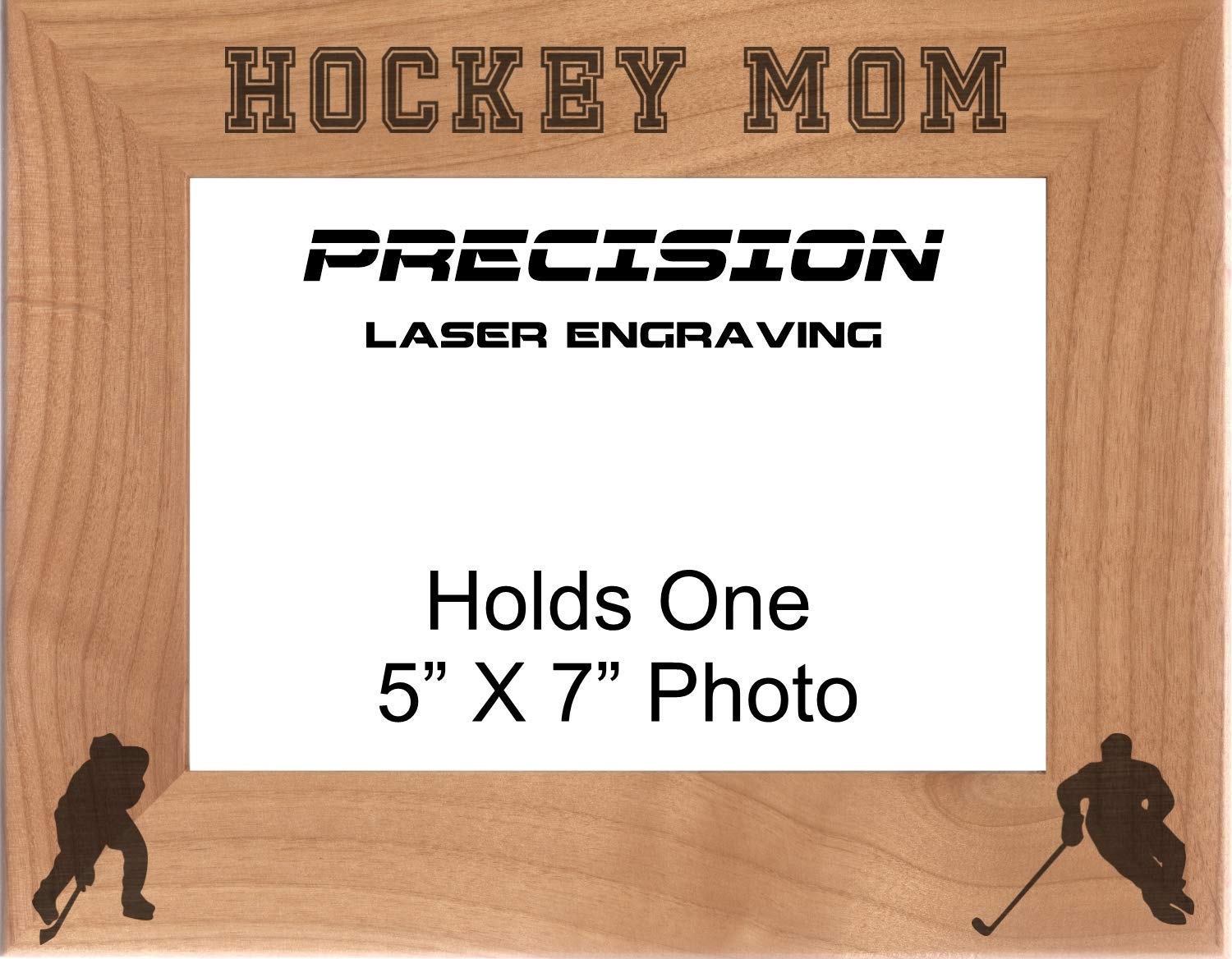 Personalized Hockey Mom Engraved Natural Wood Picture Frame - Perfect Sports Gift for Hockey Moms, Players & Fans - Great for Home Decor, Team Gifts & Special Occasions