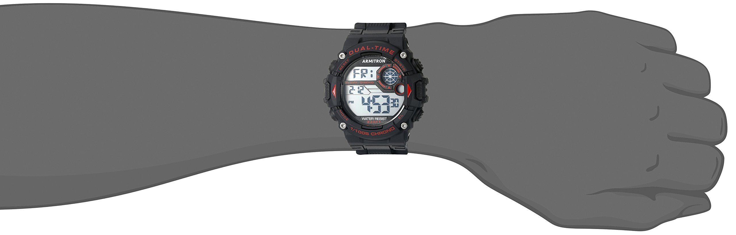 Armitron Sport Men's Digital Chronograph Watch - 40/8356RED with Black Resin Strap & Red Accents - Perfect for Running, Gym Workouts & Outdoor Activities