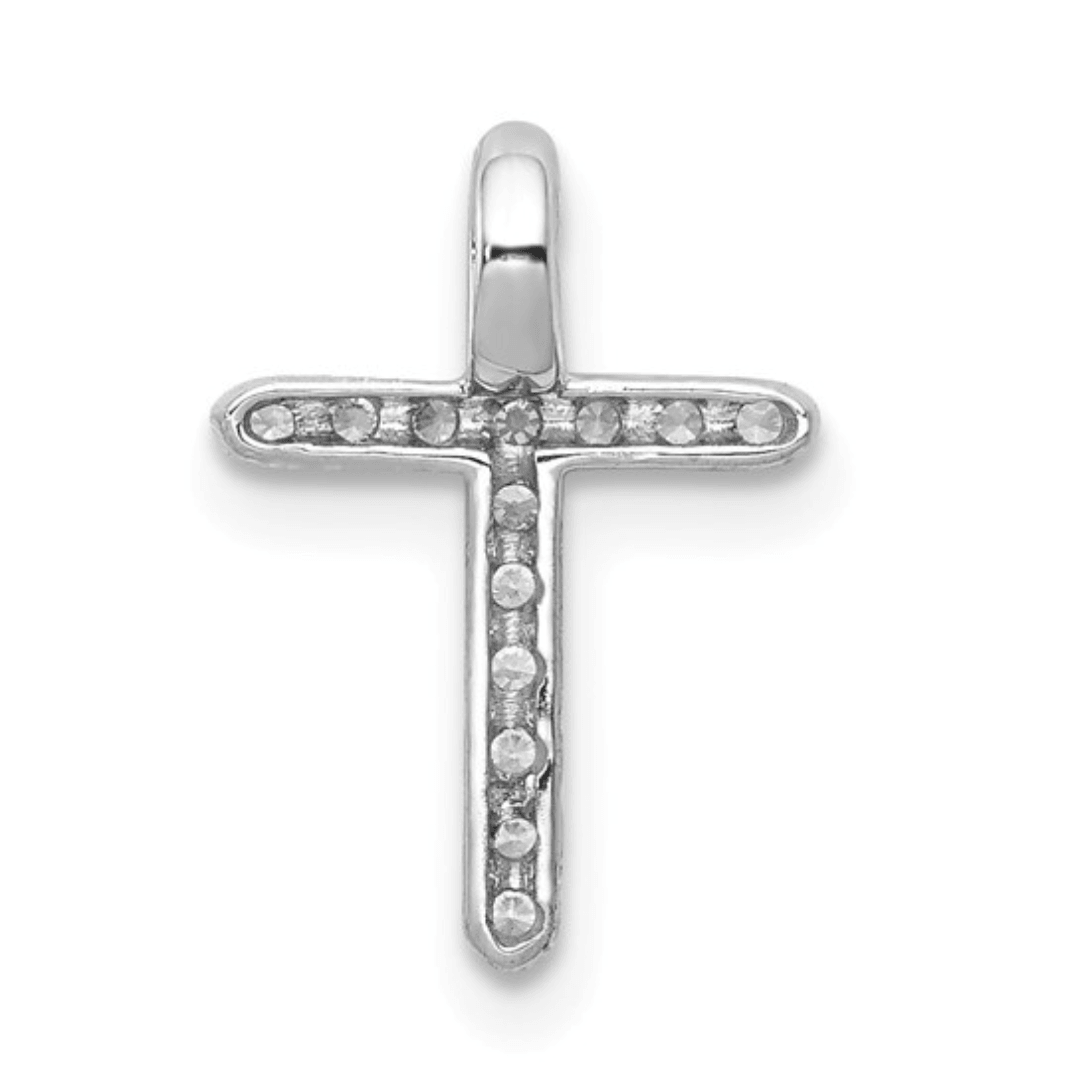 14K White Gold Lab-Grown Diamond Cross Pendant Necklace for Women - Elegant Religious Jewelry Gift for Baptism, Confirmation & Everyday Wear