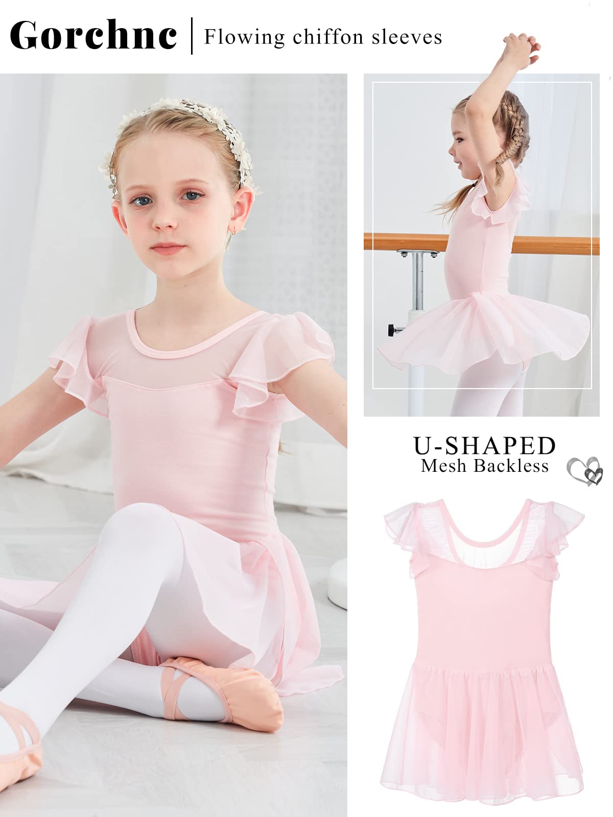 Girls Ballet Leotard with Skirt & Flutter Sleeves - Toddler Dance Outfit for Ages 2-9 | Perfect for Ballet Class, Recitals & Dance Performances