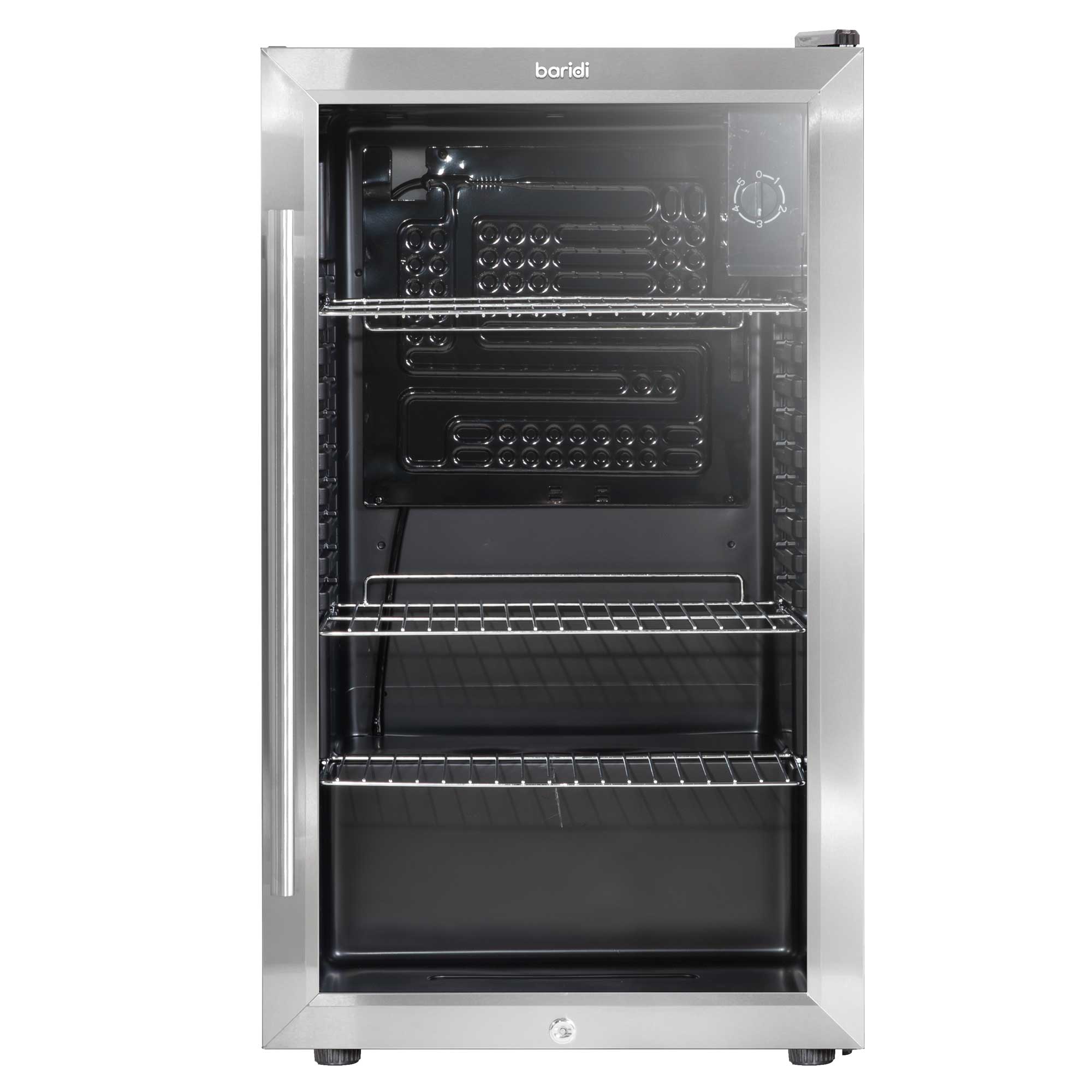 Baridi 85L Under Counter Beverage Refrigerator - Stainless Steel Beer & Wine Cooler with LED Light - Perfect for Home Bar, Kitchen, or Office Use