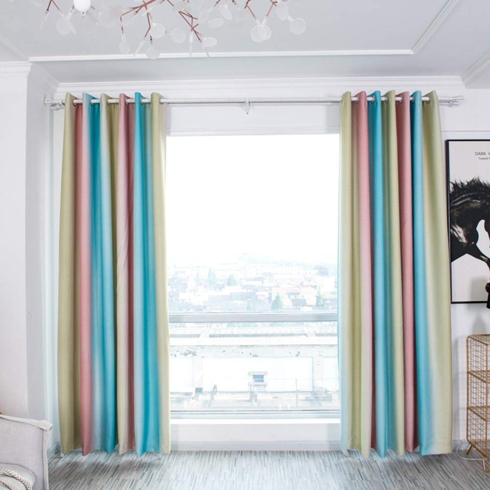 Blackout Curtains for Bedroom & Living Room - Striped Gradient Window Panels, Hotel Divider Shades - Perfect for Light Blocking, Privacy & Room Darkening in Homes, Offices & Dorm Rooms