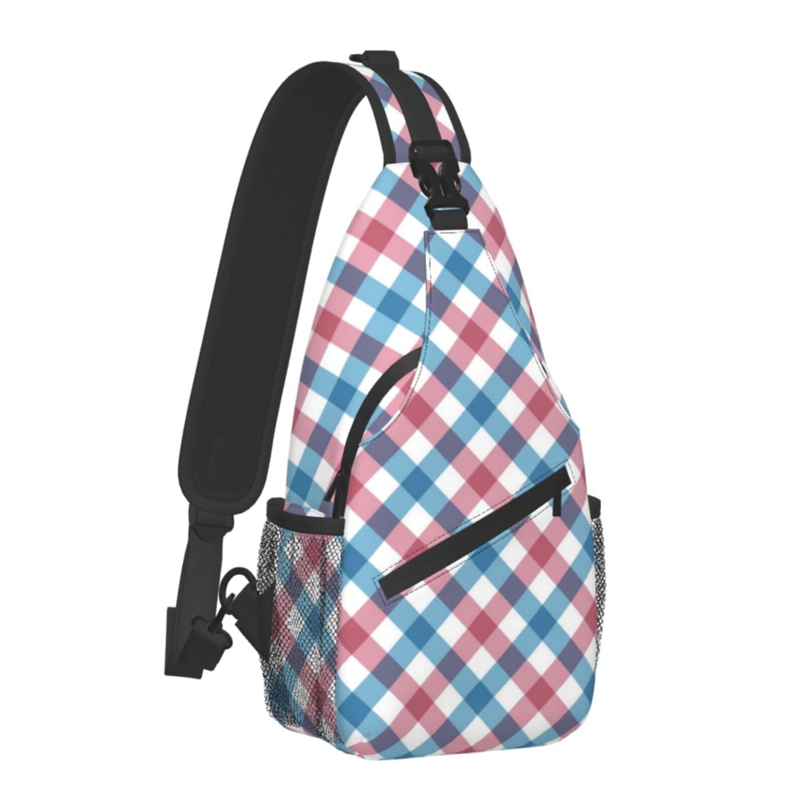 Stylish Checkered Plaid Sling Backpack for Men & Teens - Lightweight Crossbody Gym Bag, Perfect for Travel, Hiking & Daily Use | Durable Unbalance Design for School, Work & Outdoor Adventures