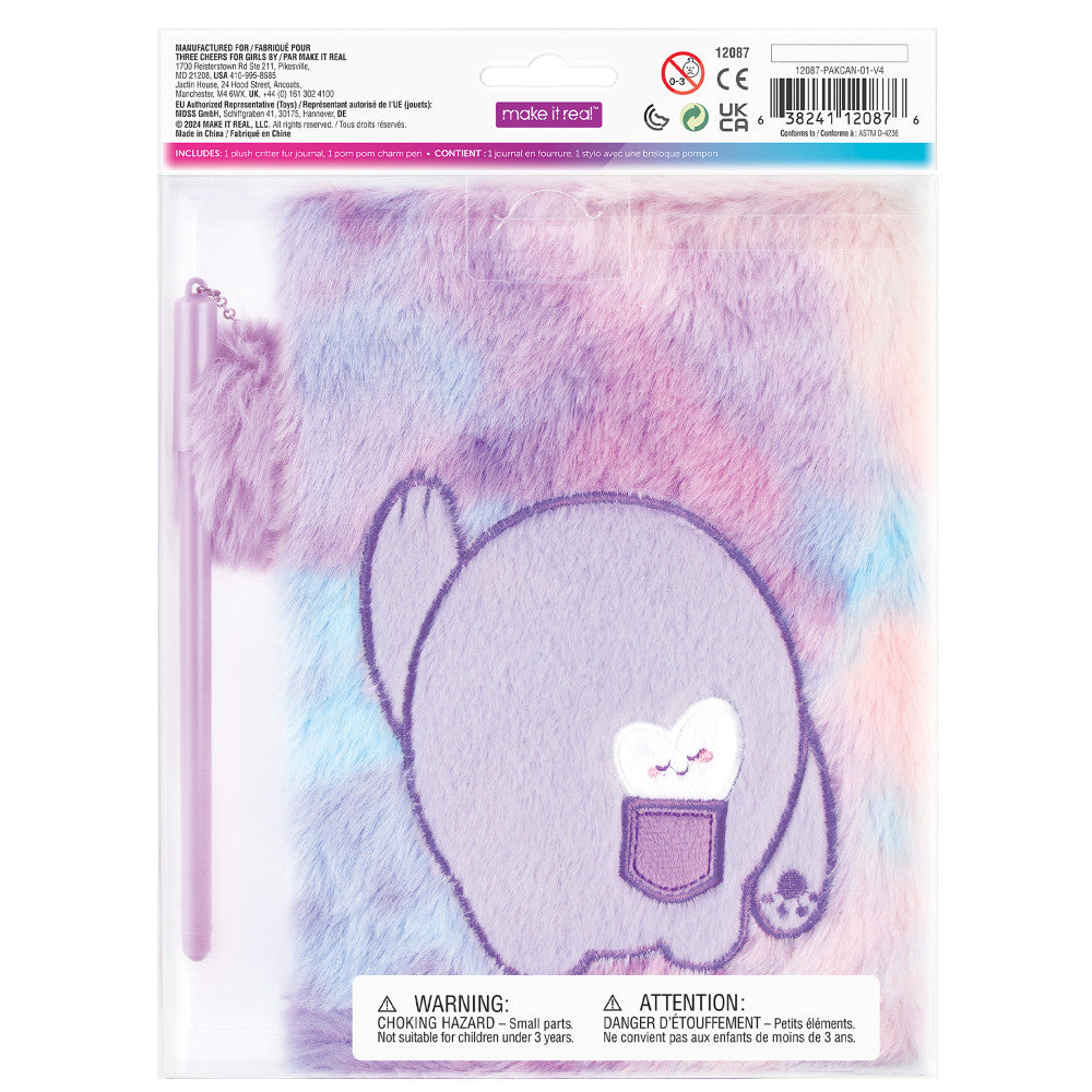 3C4G Imagination Land Wild Style Plush Journal & Pen Set - Soft Fuzzy Friend Notebook with 192 Pages - Perfect for Journaling, Note Taking, and Creative Writing