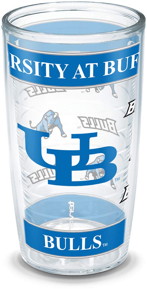 Tervis Buffalo University Insulated Tumbler 16 oz - Clear Double-Wall Stainless Steel Cup for Hot & Cold Drinks - Perfect for College Students, Tailgating, and Office Use