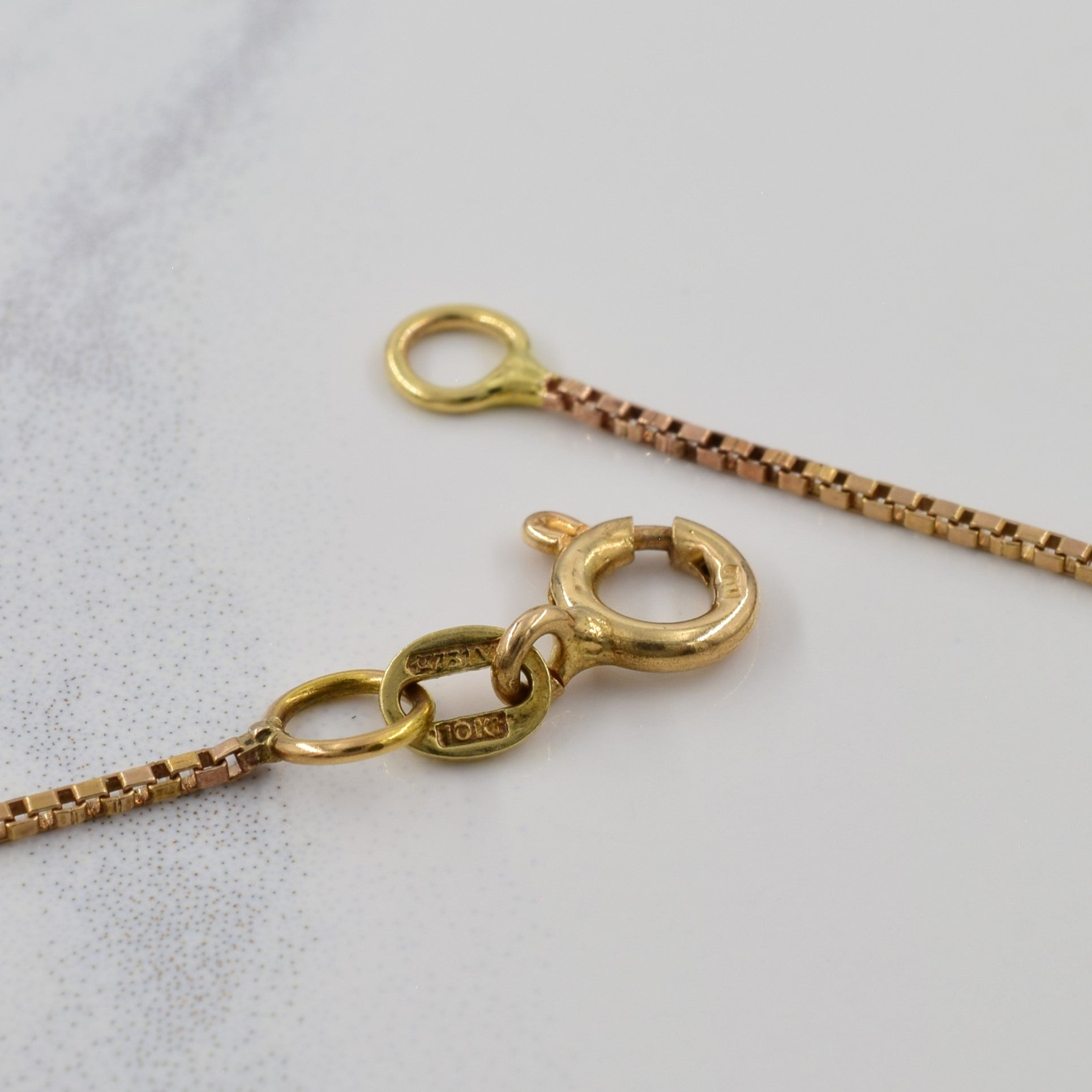 10k Yellow Gold Italian Hallmark Box Chain Necklace 15