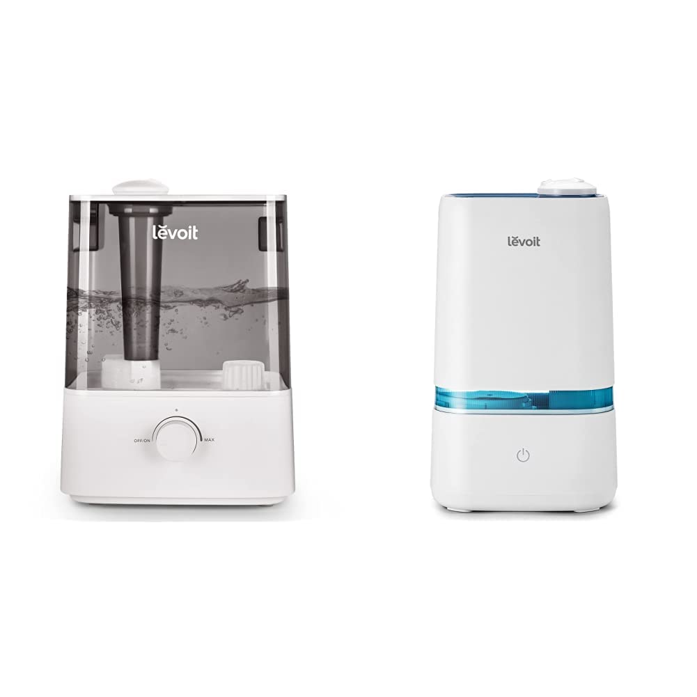 LEVOIT 6L & 4L Cool Mist Humidifiers for Large Bedrooms - Ultrasonic Quiet Operation, 60-Hour Runtime, 505 sq ft Coverage - Essential Oil Diffuser - Perfect for Dry Air Relief, Baby Nurseries & Office Use (Grey & Blue)