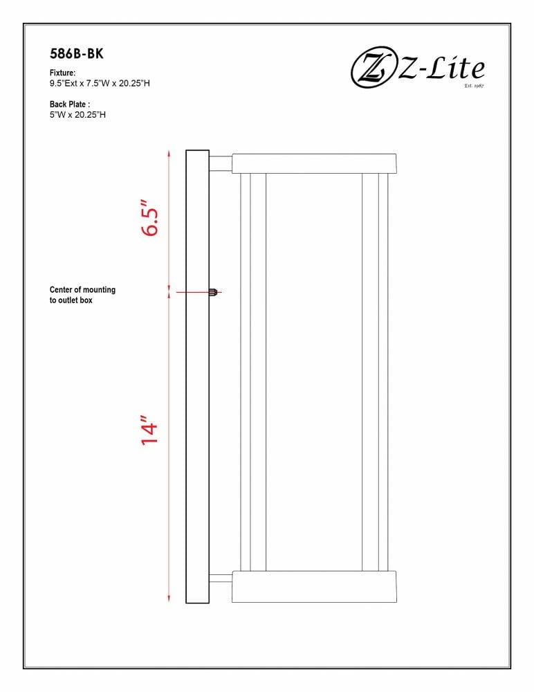 Z-Lite 1 Light Outdoor Wall Sconce 586B-BK - Black Exterior Wall Light Fixture for Porch, Patio & Entryway Lighting