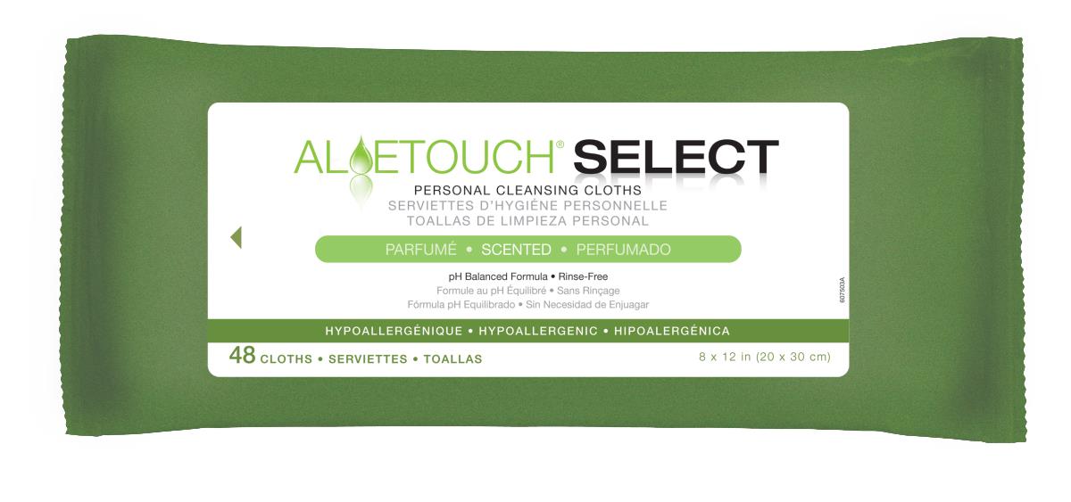 AloeTouch SELECT Premium Spunlace Personal Cleansing Wipes - Hypoallergenic & Moisturizing Facial & Body Wipes for Travel, Gym, and On-the-Go Hygiene