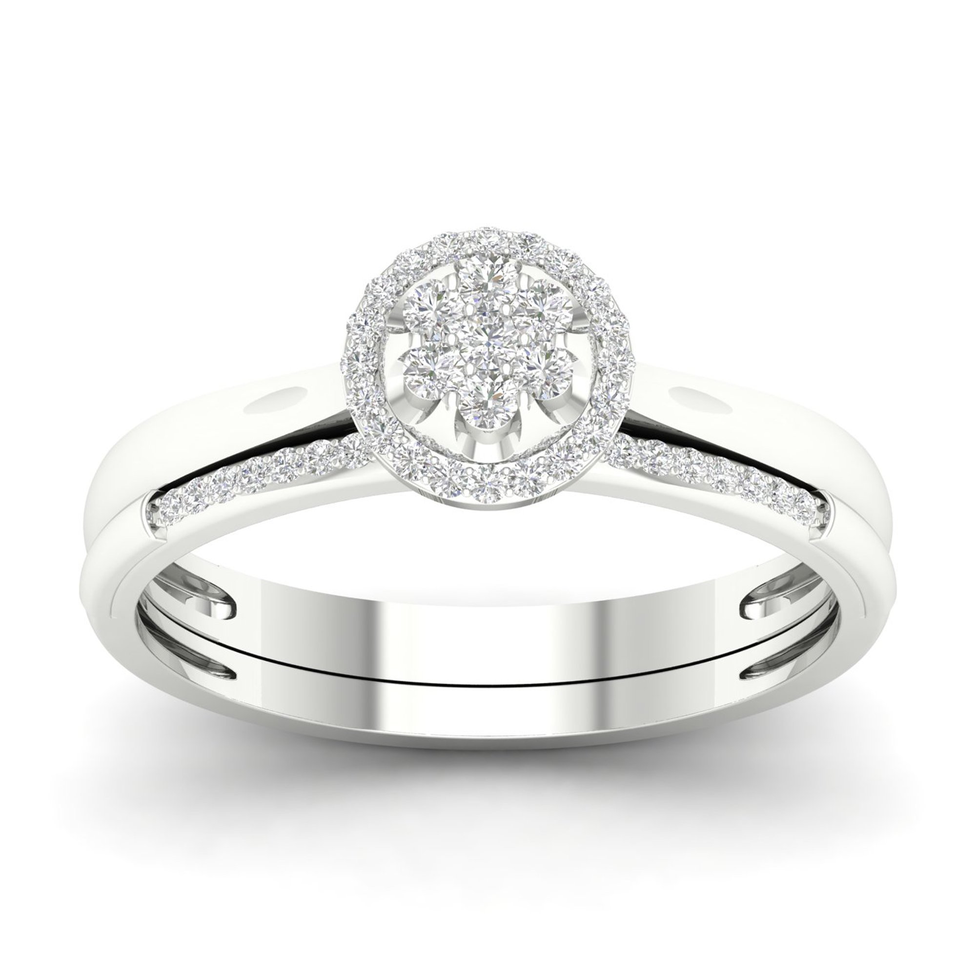 DZON Sterling Silver 1/3ct TDW Diamond Halo Bridal Set - Elegant Wedding Ring Set for Women, Perfect for Engagement, Proposal & Anniversary Gifts