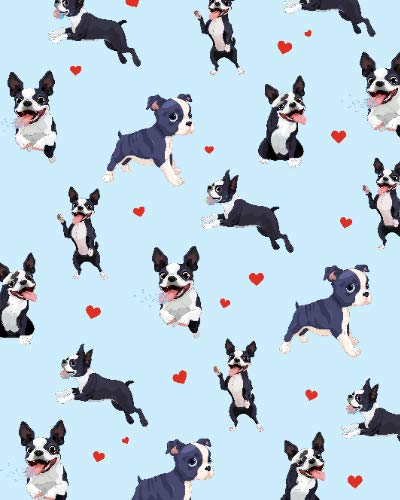 Red Hearts Boston Terrier Dog
