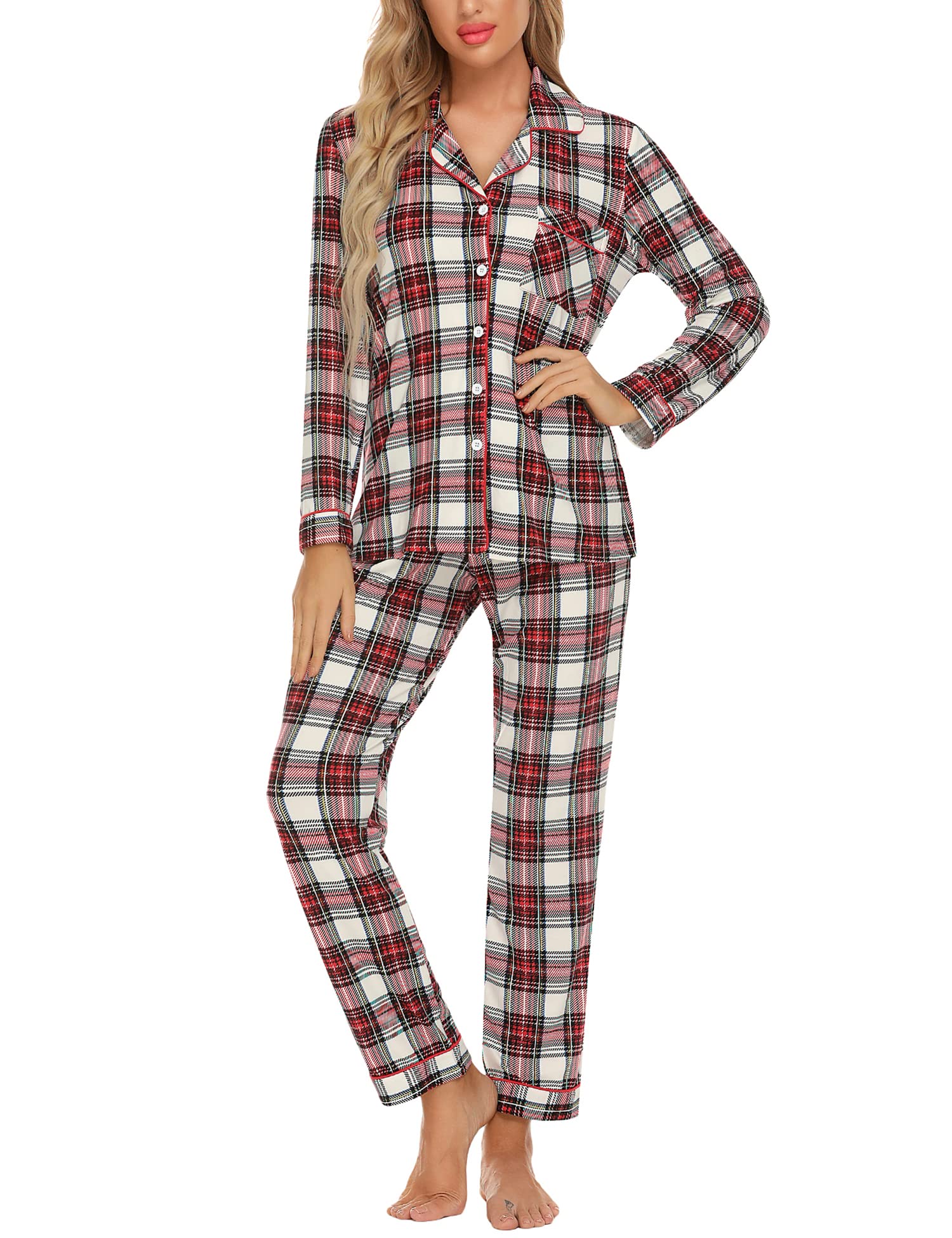 Leikar Women's Soft Button-Up Pajama Set - Long Sleeve Shirt & Pants for Sleepwear, Lounge & Home Comfort - Cozy PJS for Relaxing, Nighttime & Casual Wear