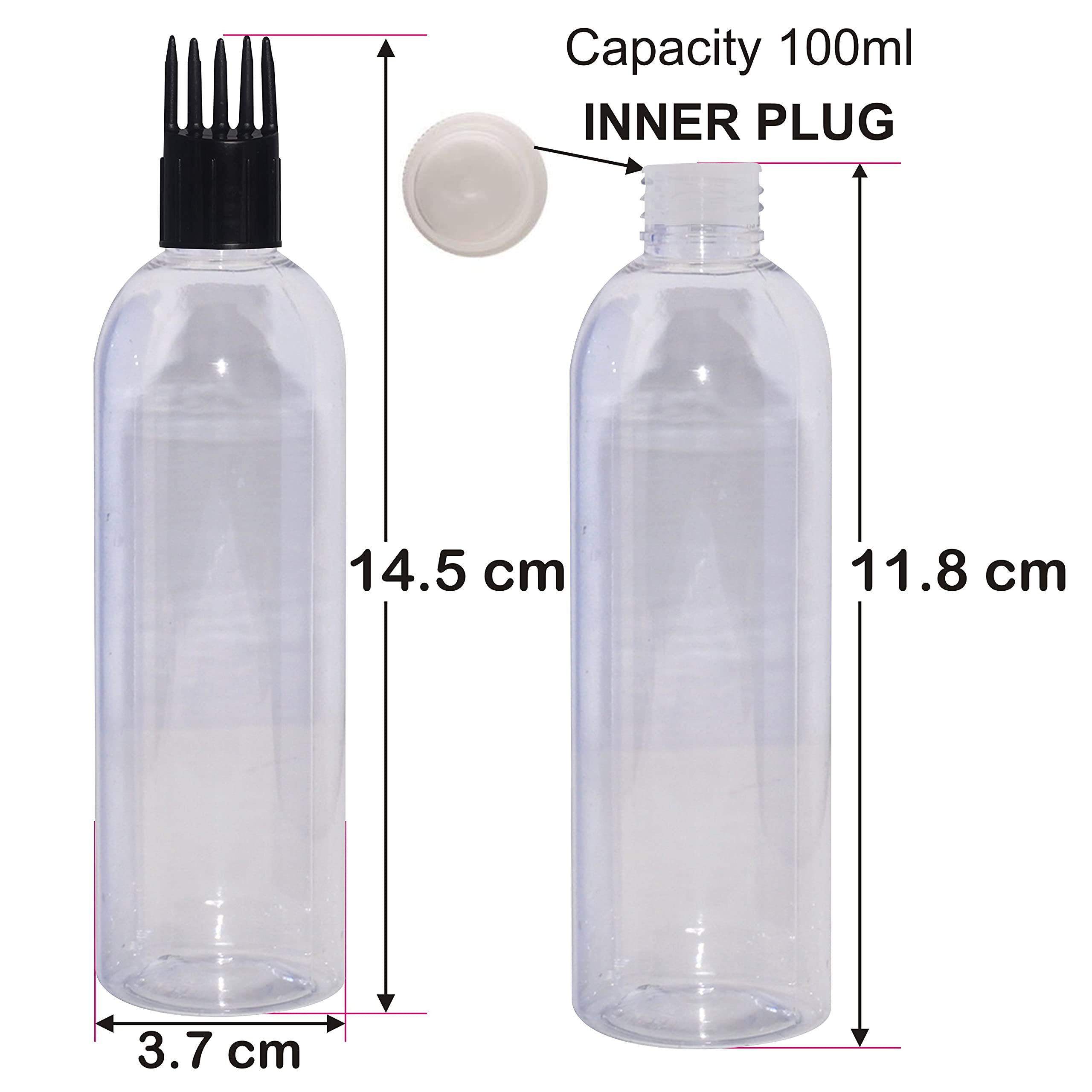 Empty Cosmetic Containers 100ml-500ml - Transparent Shampoo Bottles, Hair Oil Bottles, Sanitizer Bottles with Applicator Cap & Lotion Pump Dispenser | Ideal for DIY Beauty Products, Travel Size Toiletries & Home Organization