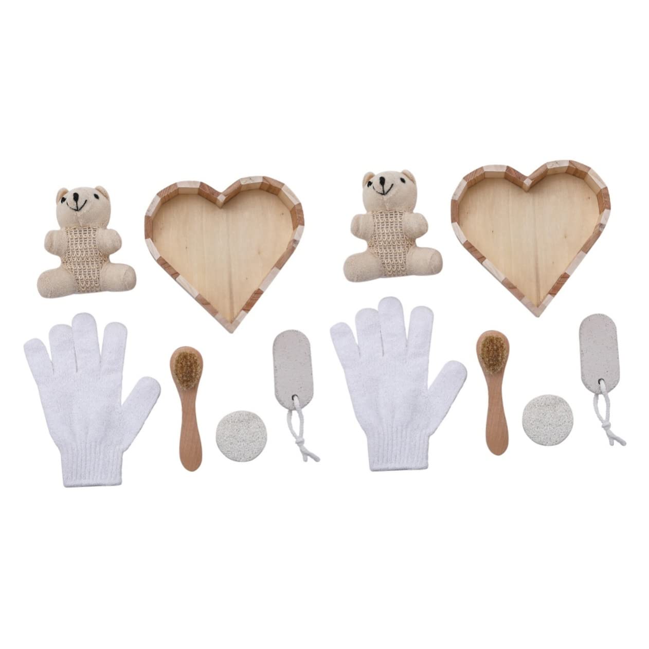 Minkissy 2-Pack Exfoliating Bath Brush Set with Body Scrubber, Sand Off Mitt & Wooden Foot File - Natural Spa Gift for Women - Perfect for Shower, Pedicure & Relaxing at Home