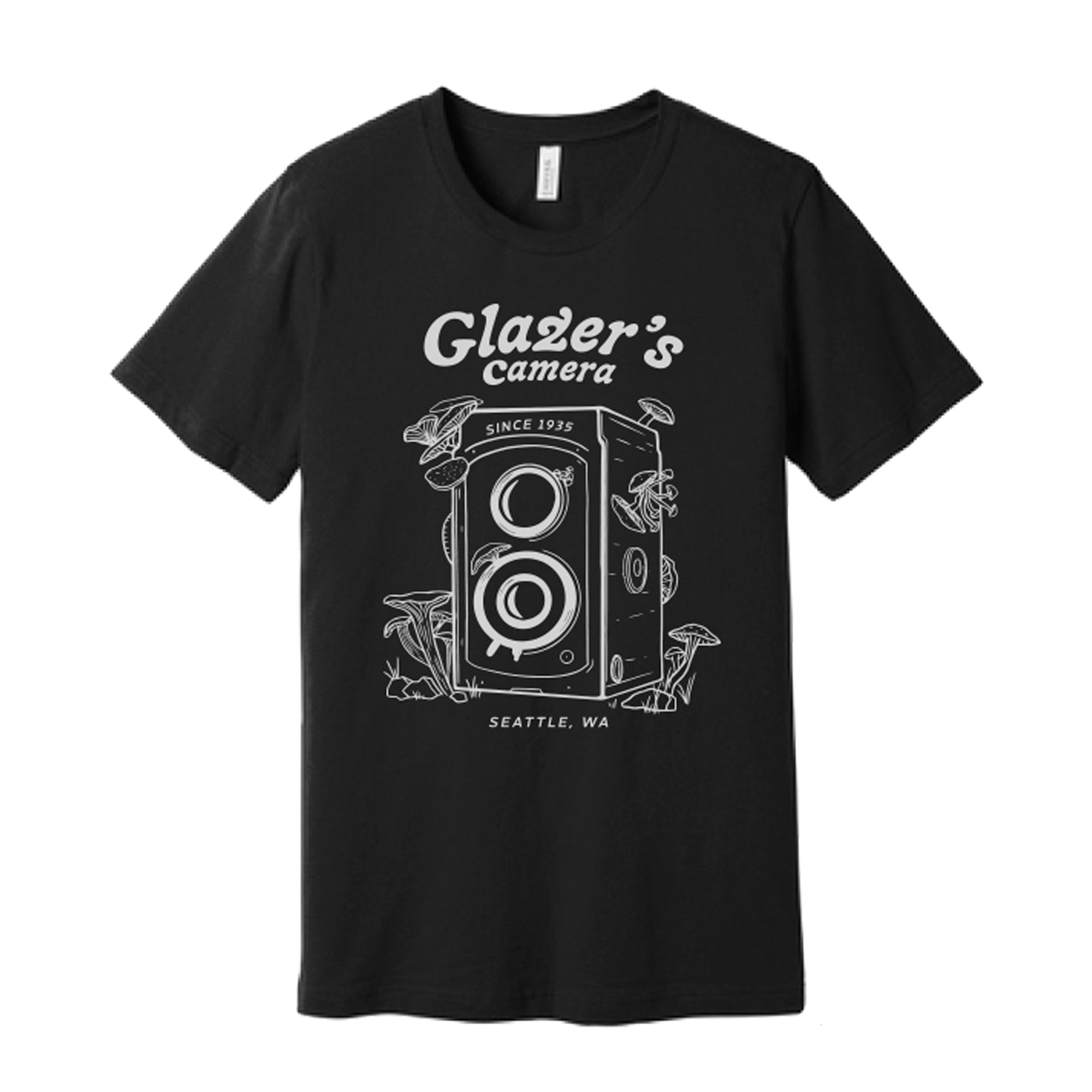 Glazer's Mushroom Camera Graphic T-Shirt - Black - XX Large - Soft Cotton Tee for Photography Enthusiasts & Nature Lovers