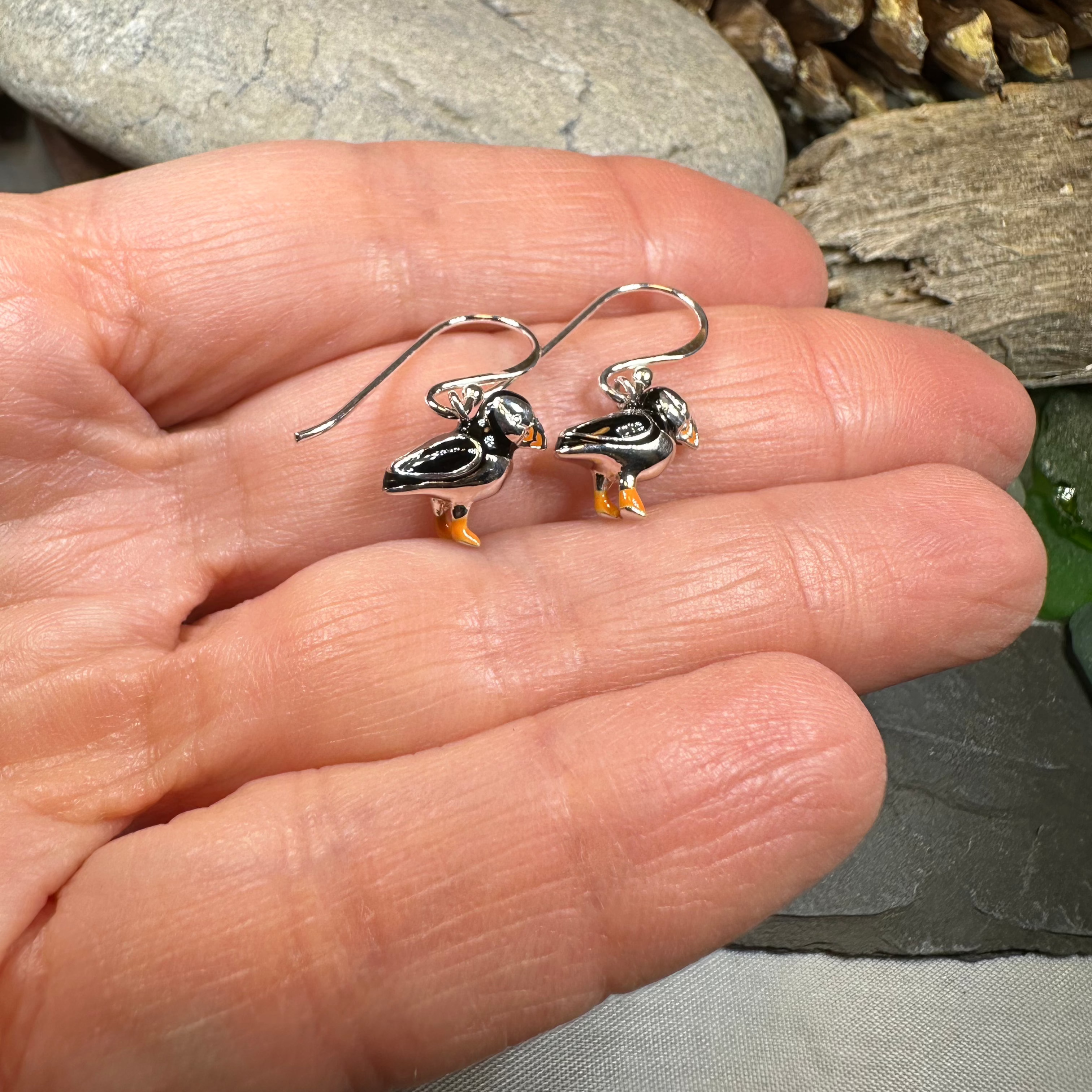 Handmade Enamel Puffin Earrings - Cute Bird Jewelry for Women - Perfect Gift for Nature Lovers & Bird Enthusiasts - Great for Casual Wear, Beach Vacations & Outdoor Adventures