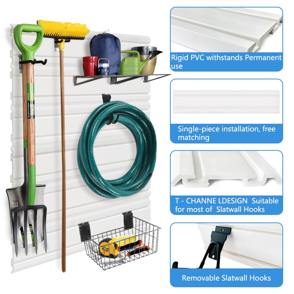 6-Pack Heavy Duty PVC Slatwall Panels - 4x1.5 ft Garage Wall Organizer System for Tools & Storage | Perfect for Garage, Workshop, Retail & Home Organization