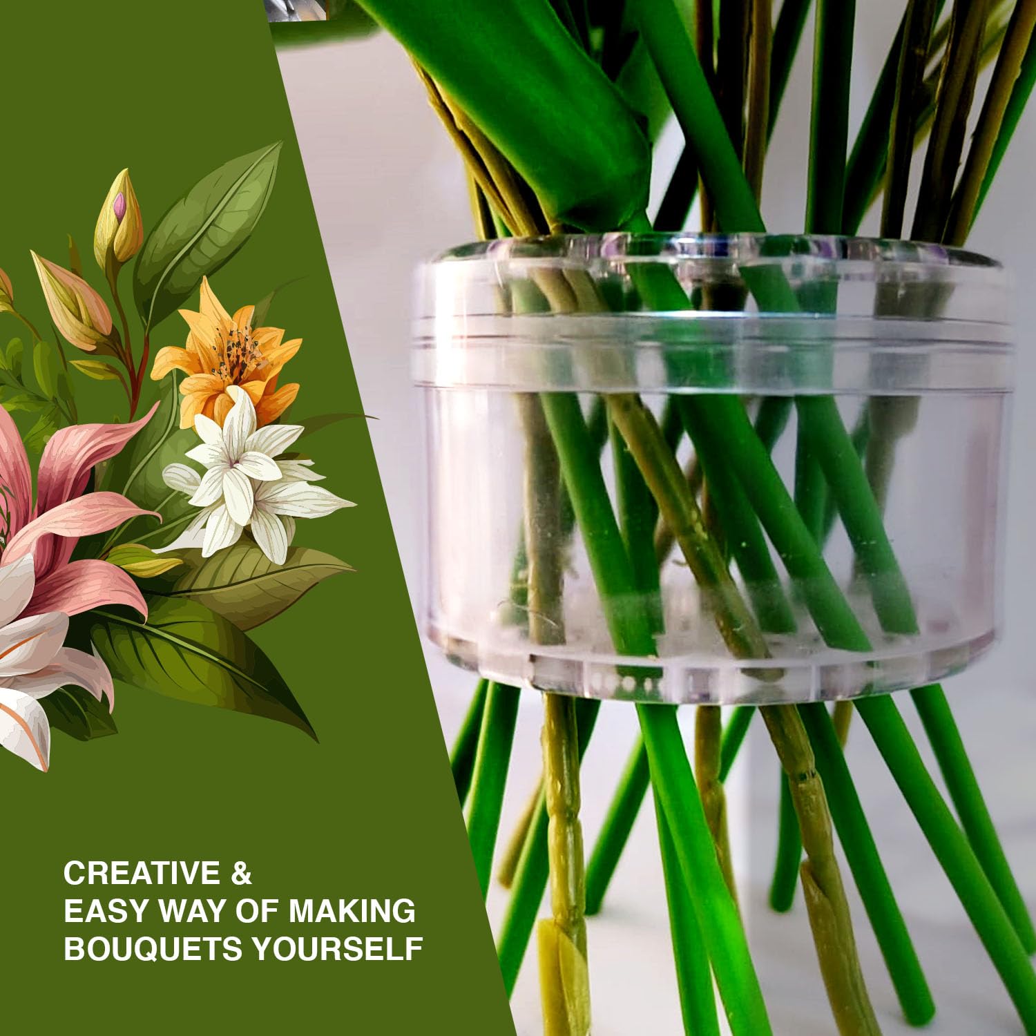 Spiral Ikebana Flower Stem Holder - Clear Plastic Flower Arrangement Supplies for Bouquets, Vases, and Centerpieces (2PCS - Small + Large) - Perfect for Wedding Decor, Home Floral Displays, and DIY Craft Projects