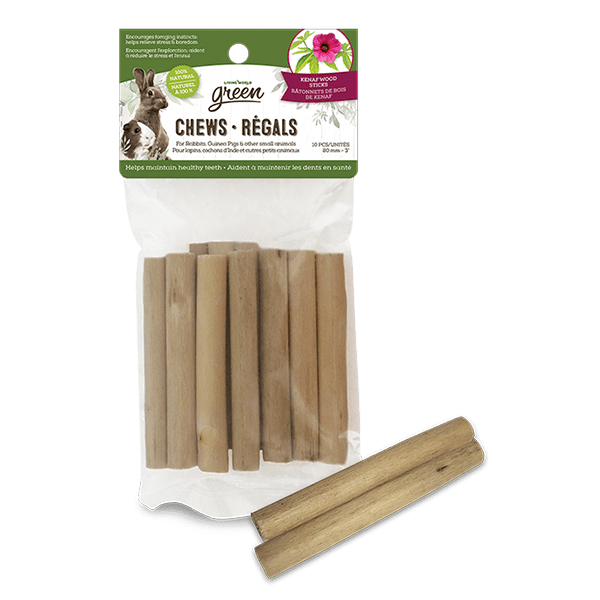 Living World Green Chews Kenaf Wood Sticks for Small Pets - Natural Chew Toys for Rabbits, Guinea Pigs & Hamsters - Safe & Healthy Dental Treat for Cage Enrichment & Teeth Care