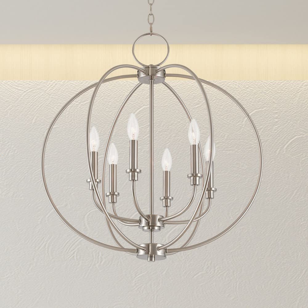 Livex Lighting 4666-04 6-Light Black Modern Chandelier - Elegant Ceiling Fixture for Dining Room, Bedroom, or Living Room Lighting