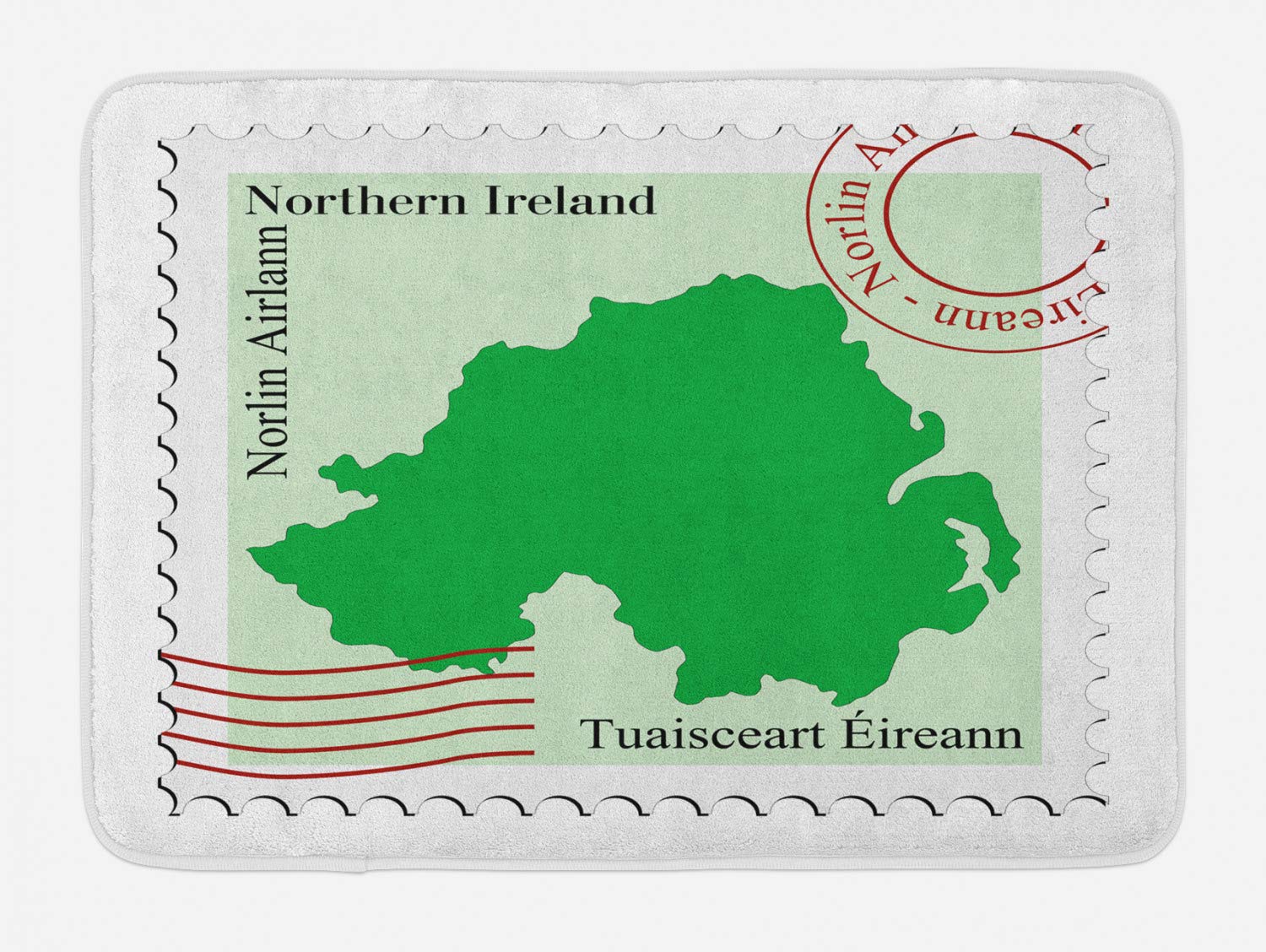 Ambesonne Ireland Map Bath Mat - Non-Slip Plush Bathroom Rug with Tuaisceart Eireann Design, 29.5