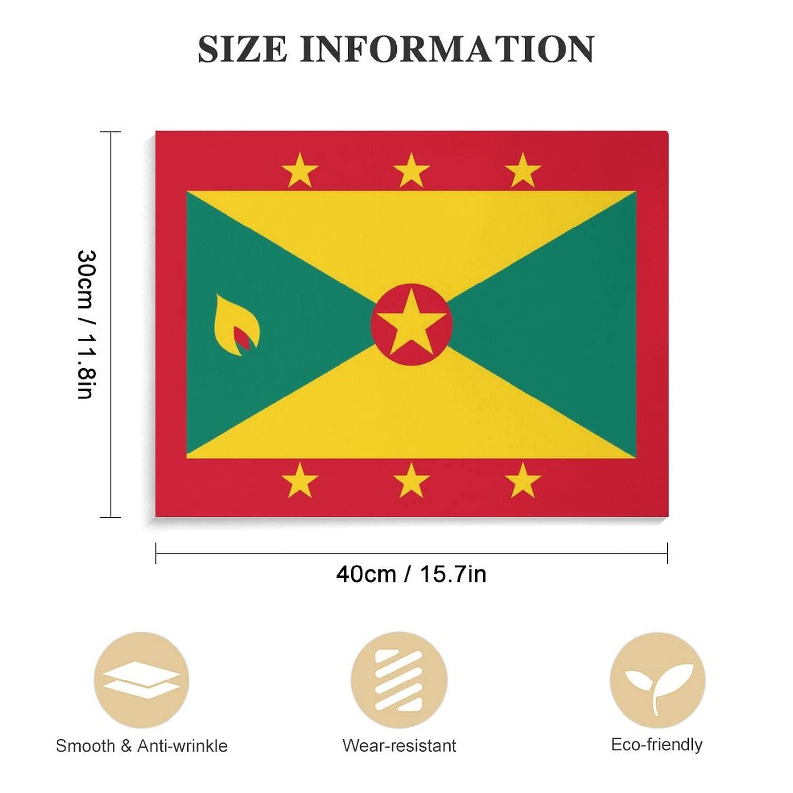 Grenada Flag Print Canvas Wall Art - Custom Bathroom Decor for Home, Living Room, Office & Restaurant | Tropical Island Themed Wall Hanging Picture