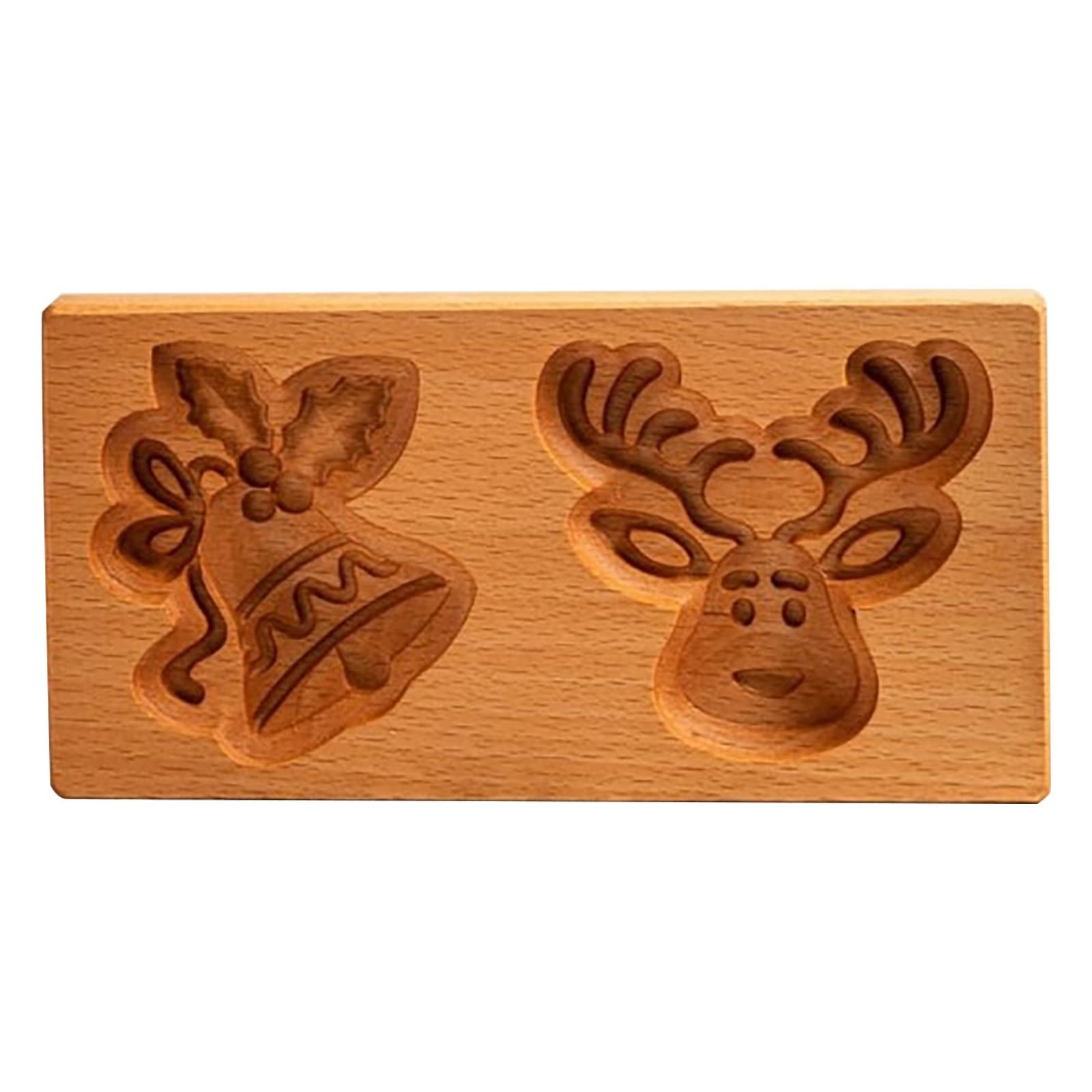 Wooden Cookie Molds Set - Hand Carved Biscuit Cutters & Embossing Stamps for Baking Gingerbread, DIY Cookies - Perfect for Holiday Baking, Christmas Decorations & Handmade Gifts