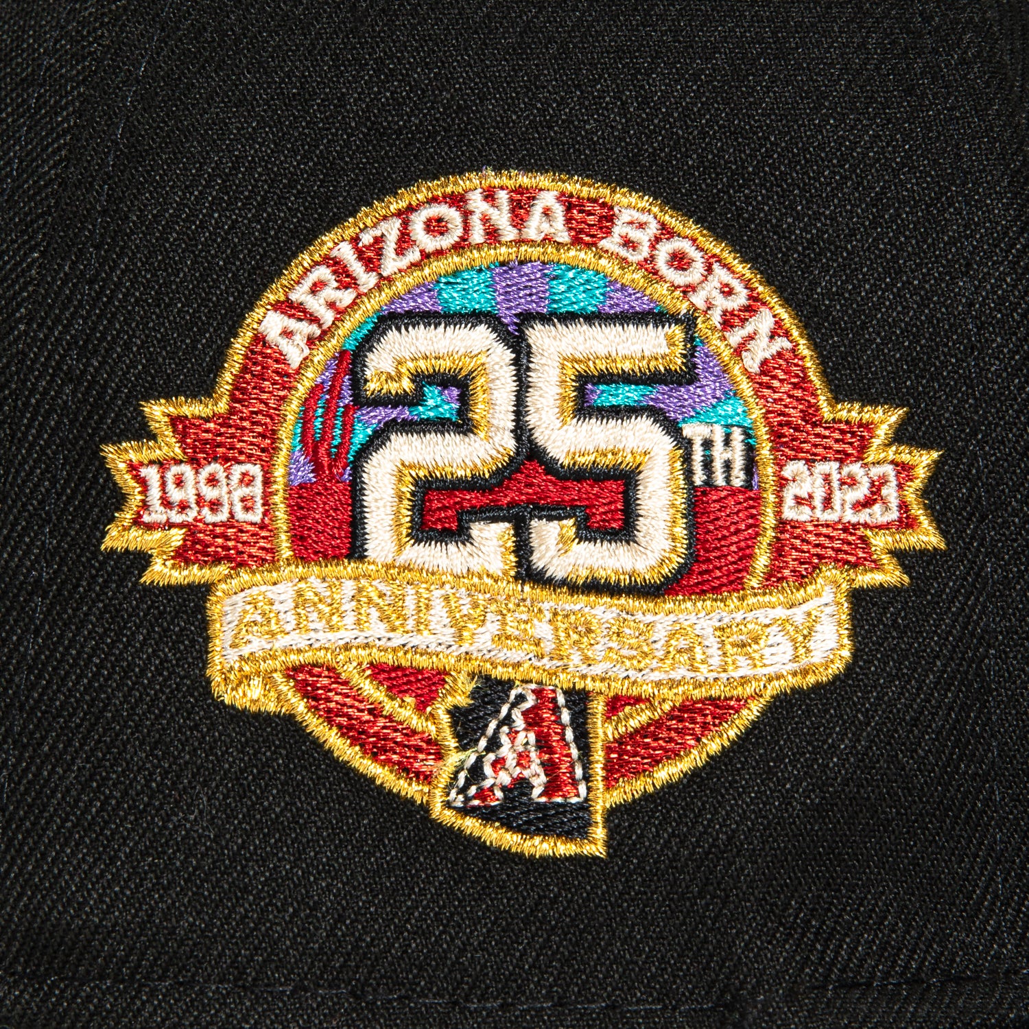 New Era 59Fifty Arizona Diamondbacks 25th Anniversary Patch Script Hat - Black & White Snapback Baseball Cap for Men & Women - Perfect for MLB Games, Sports Events & Casual Wear