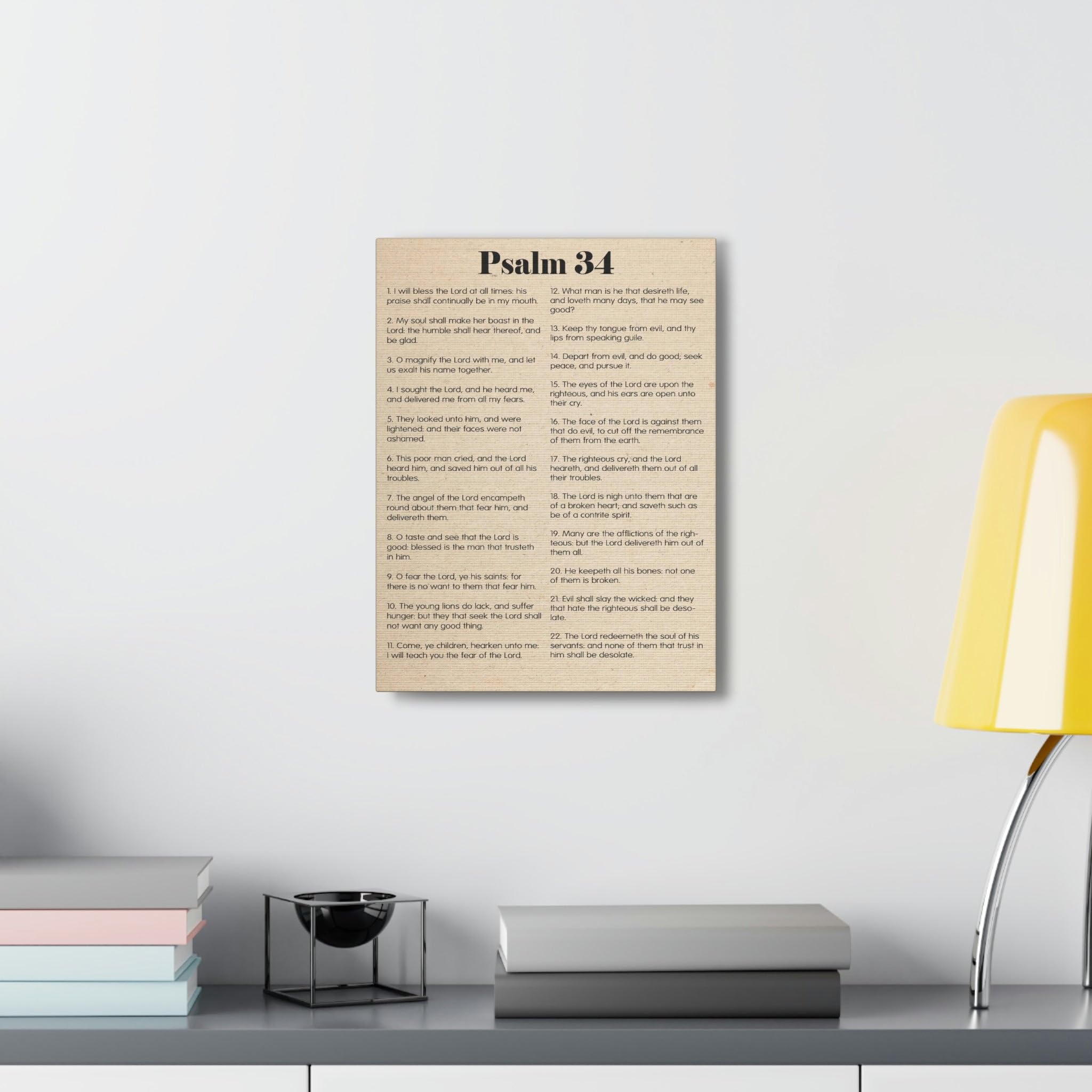 Christian Bible Verse Canvas Art - Psalm 34 Brokenness to Wholeness Scripture Wall Decor - Inspirational Religious Gift for Home, Church & Office