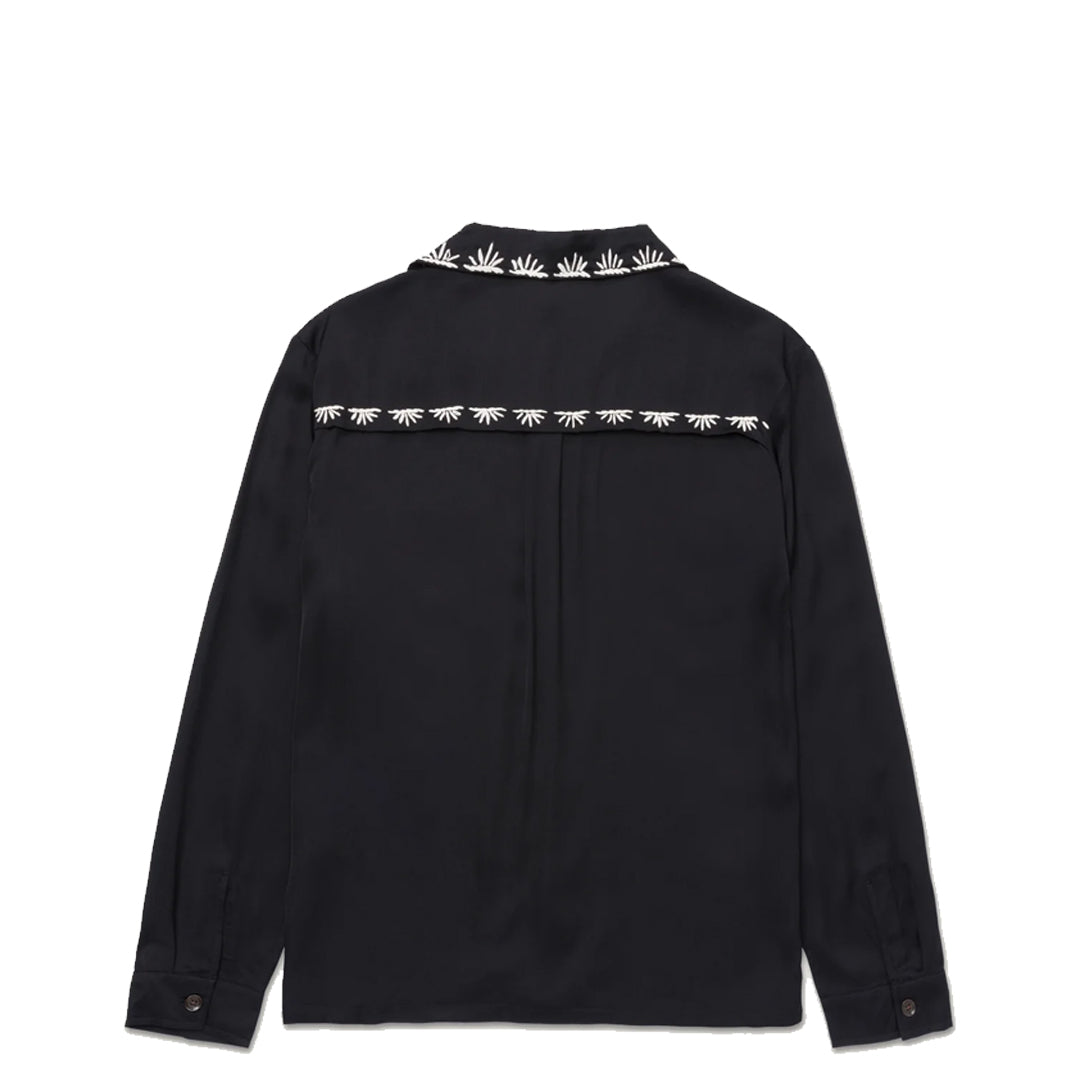 Palm Stitch Long Sleeve Button-Up Shirt for Men - Classic Black Cotton Casual Wear | Perfect for Office, Date Night & Outdoor Activities