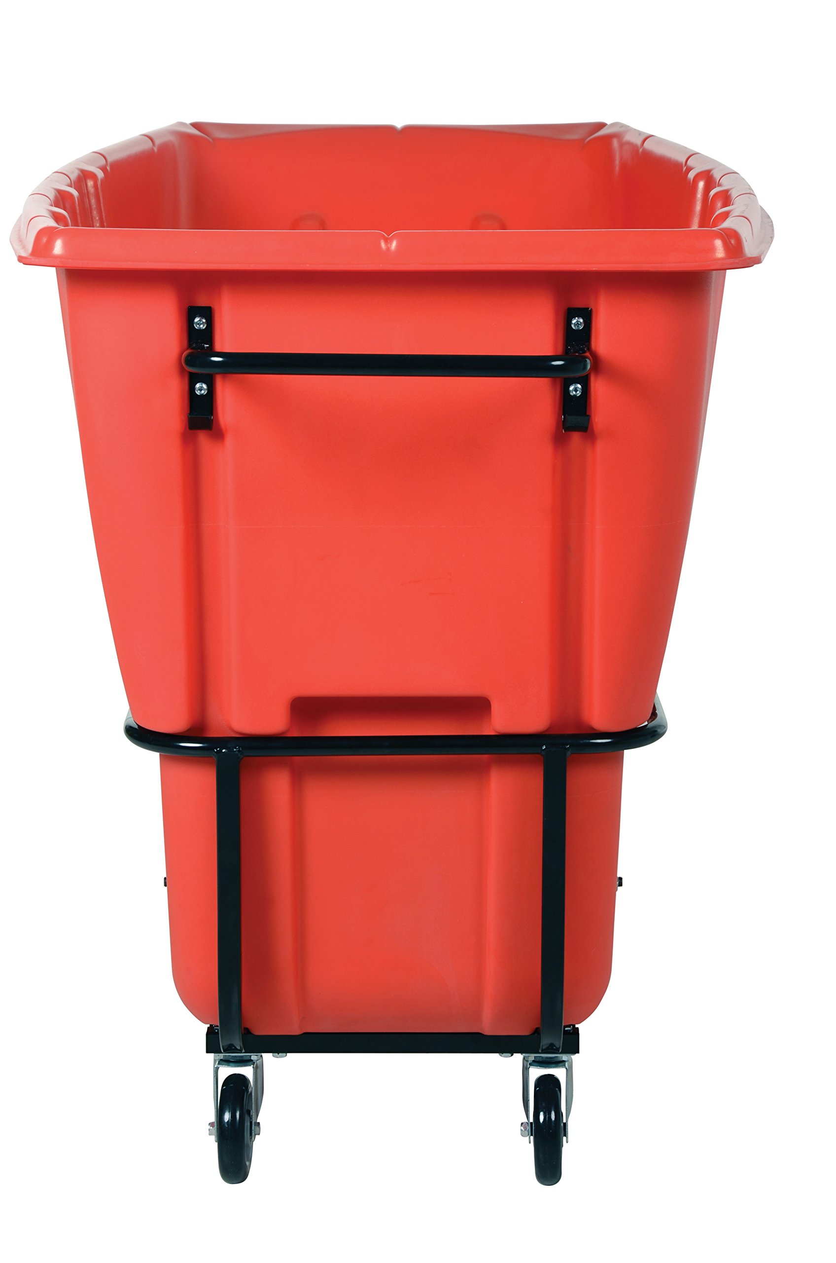 Vestil TDT-100-HD-RED Heavy Duty Plastic Tilt Truck - 1 Cubic Yard Capacity, 2100 lb Load Limit, Red | Industrial Material Handling & Warehouse Utility Cart for Moving Heavy Loads