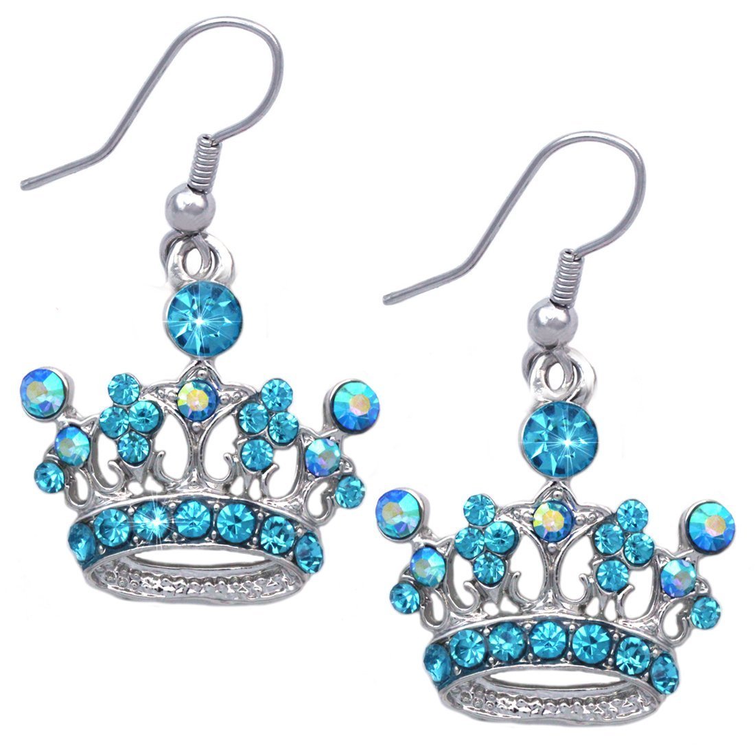 Queen Princess Crown Tiara Charm Hook Dangle Earrings for Women - Elegant Costume Jewelry for Parties, Weddings & Cosplay | Vintage Royal Style Ear Accessories
