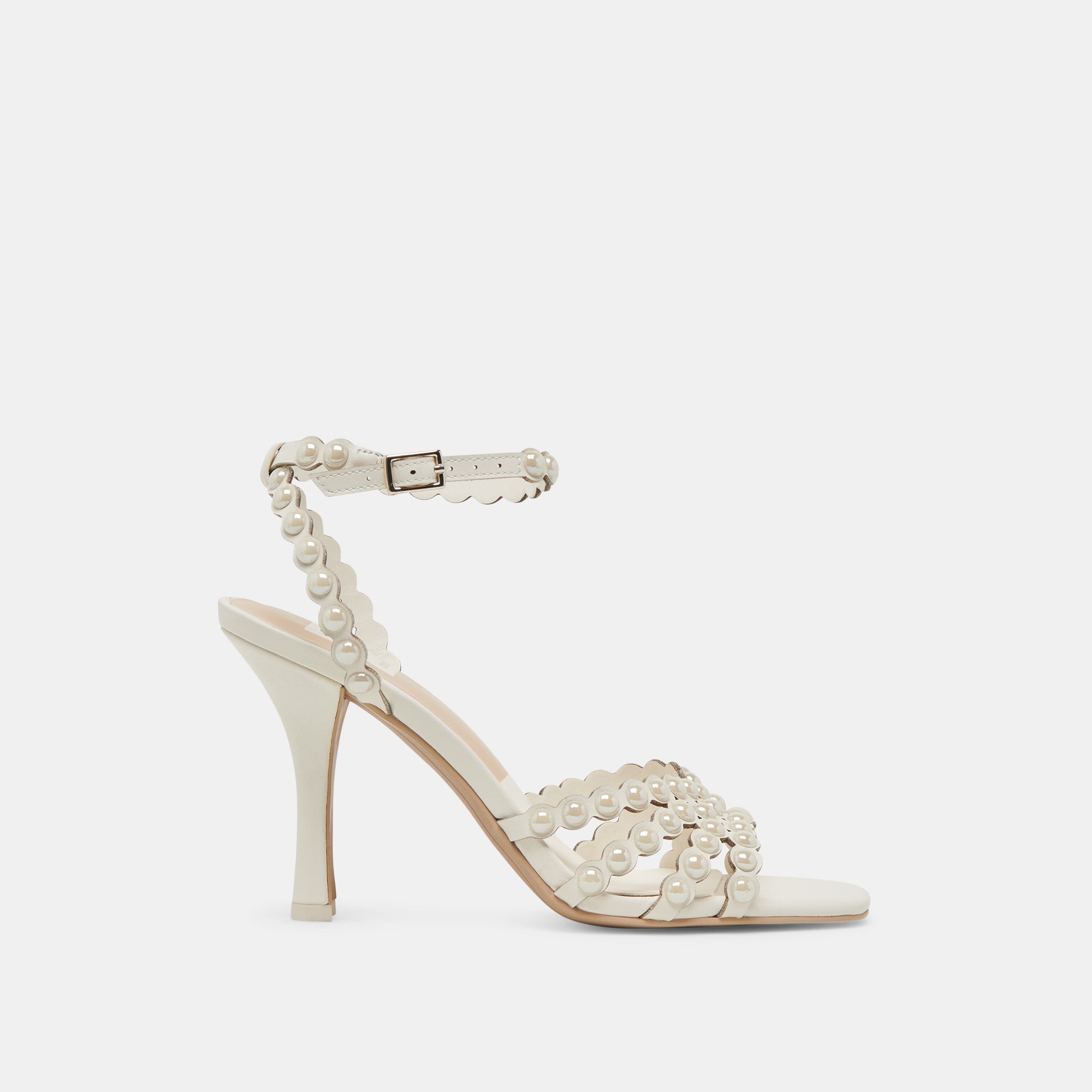 HELLEN PEARL WHITE LEATHER HEELS - Women's Fashion High Heels for Party, Wedding & Evening Events