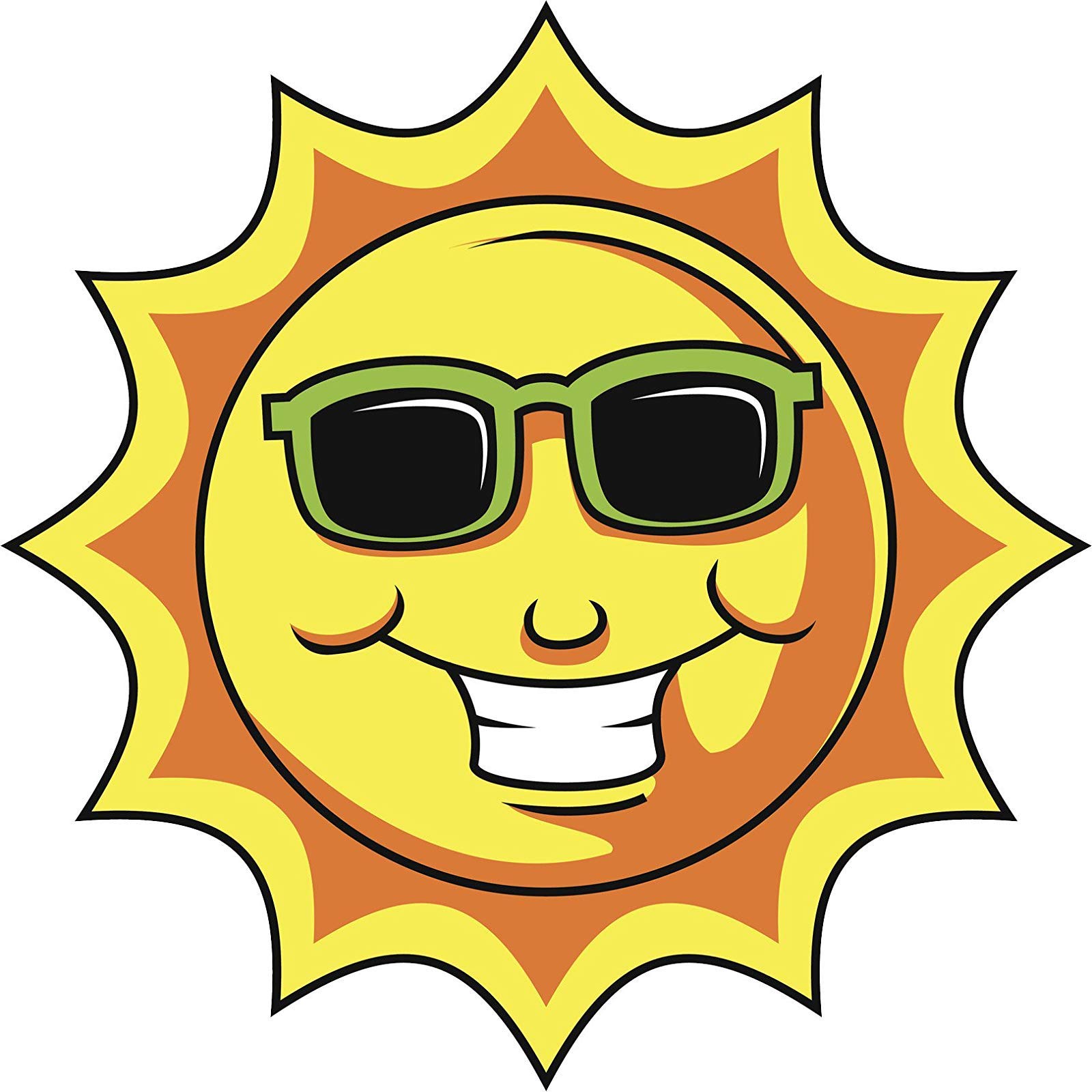 EW Designs Happy Summer Sun with Sunglasses Cartoon Emoji Vinyl Magnet - 8 Inch Wide Funny Car Decal for Bumper, Laptop & Fridge - Perfect for Beach Trips, Summer Parties & Office Decor
