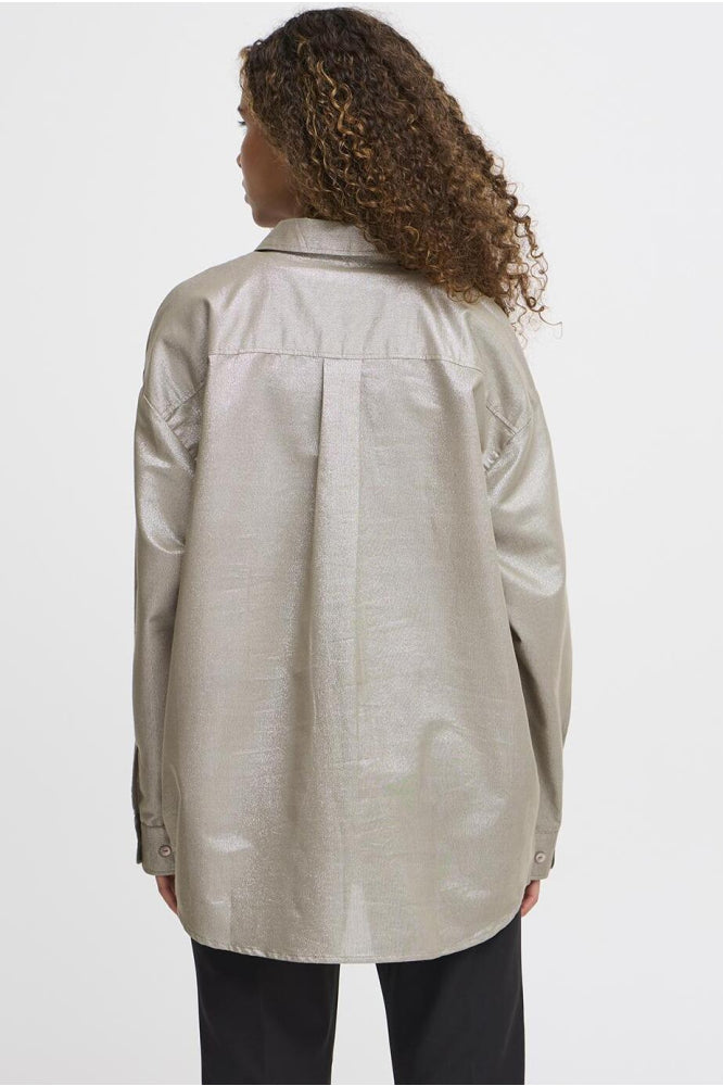 Helena Shirt for Women - Elegant Champagne & Silver Blouse for Office, Party & Special Occasions