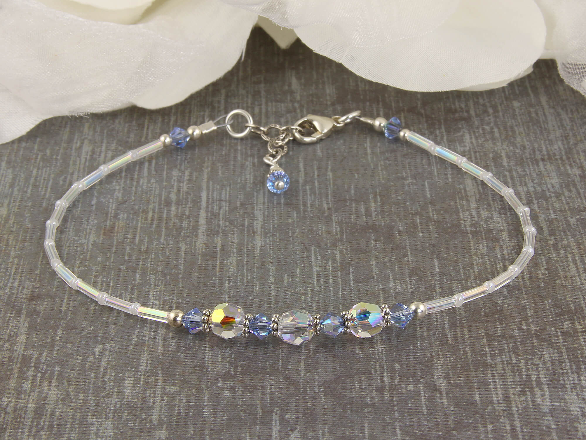 Serenity Something Blue Light Sapphire Wedding Anklet - Elegant Bridal Jewelry for Wedding Day & Special Occasions