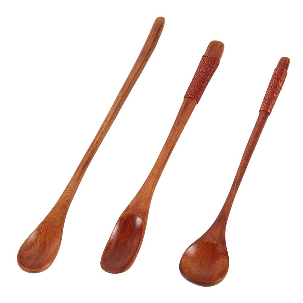 Eco-Friendly Wooden Spoon Set - 3 Pack Portable Soup & Food Serving Scoop - Natural Wood Kitchen Utensils for Cooking, Camping & Picnics - Sustainable Tableware for Home & Outdoor Use