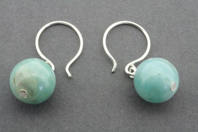 Amazonite Ball Drop Earrings Sterling Silver 925 - Elegant Dangle Jewelry for Women, Perfect for Parties, Weddings & Everyday Wear