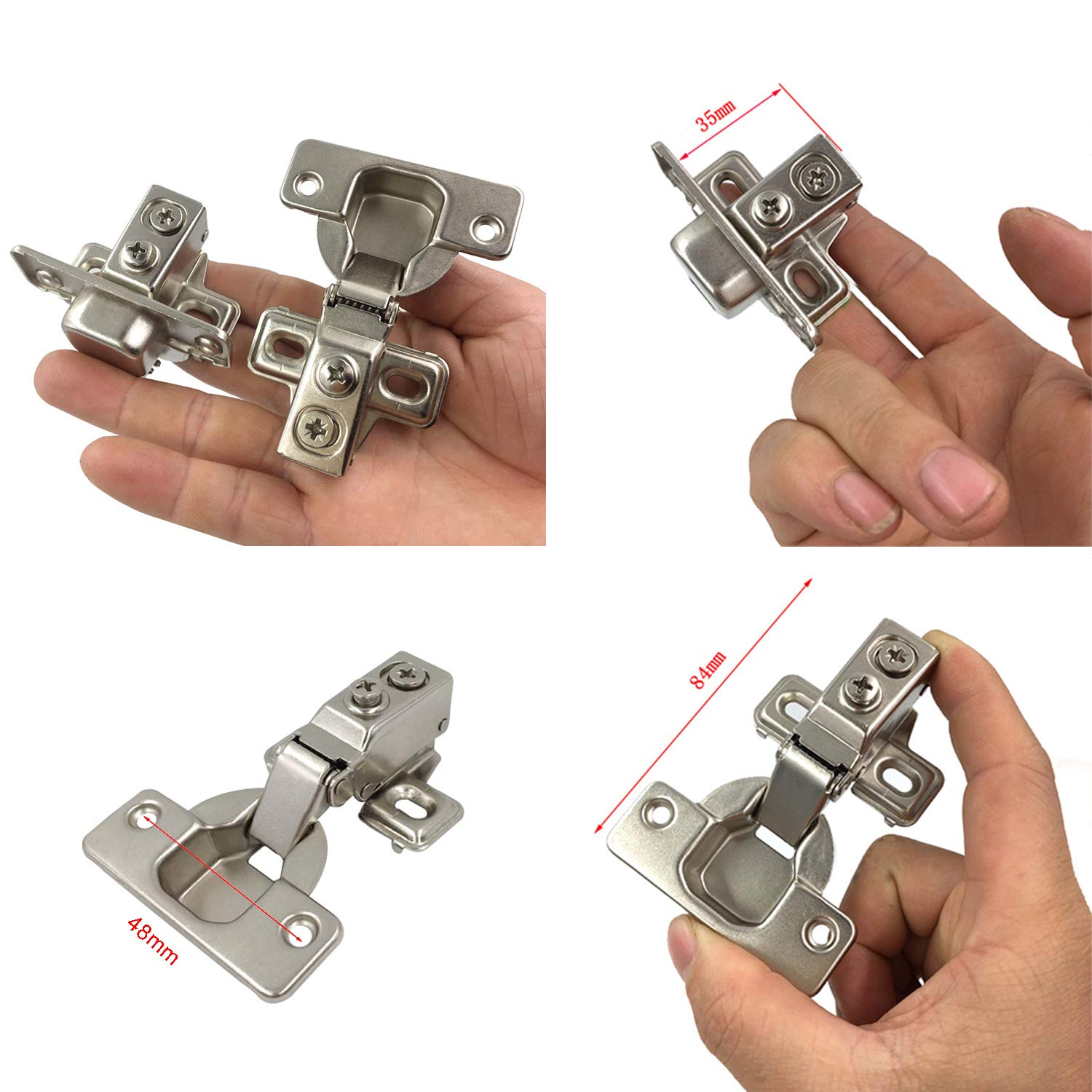 LIKERAINY 35mm Soft Close Cabinet Hinges - 95° Full Overlay Face Frame Hinge with Hydraulic Damper, Compact Mini Hinges for Cabinet, Cupboard & Wardrobe Doors (Pack of 4) - Perfect for Kitchen Cabinets, Bathroom Vanities & Closet Organizers
