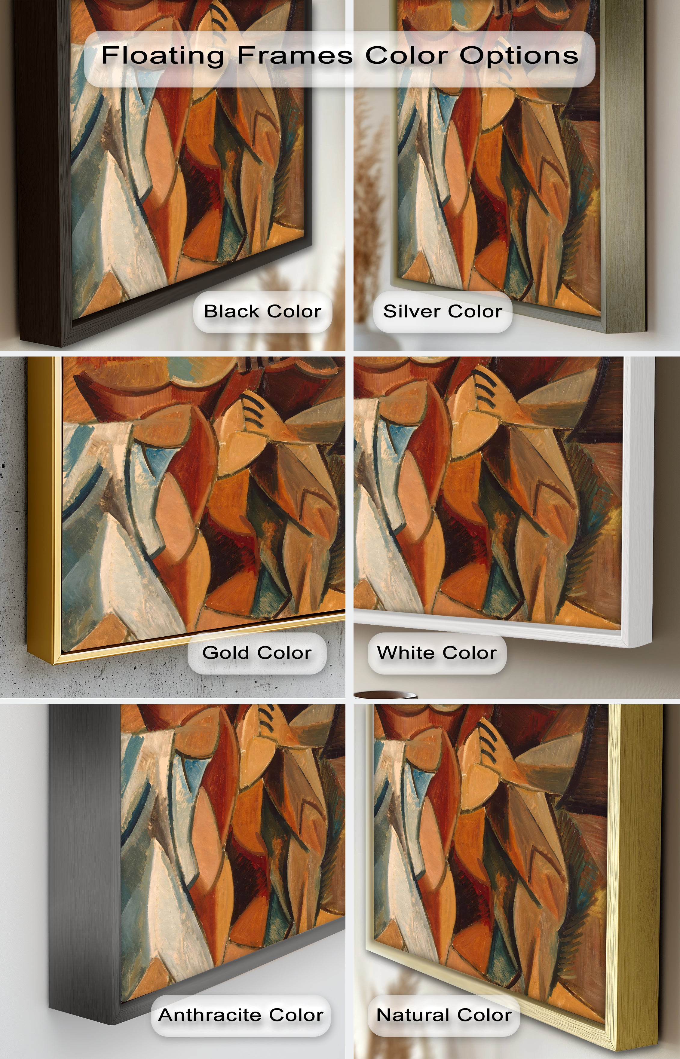 Abstract Earth Tone Picasso Oil Painting - Modern Art Wall Decor for Living Room, Office & Bedroom