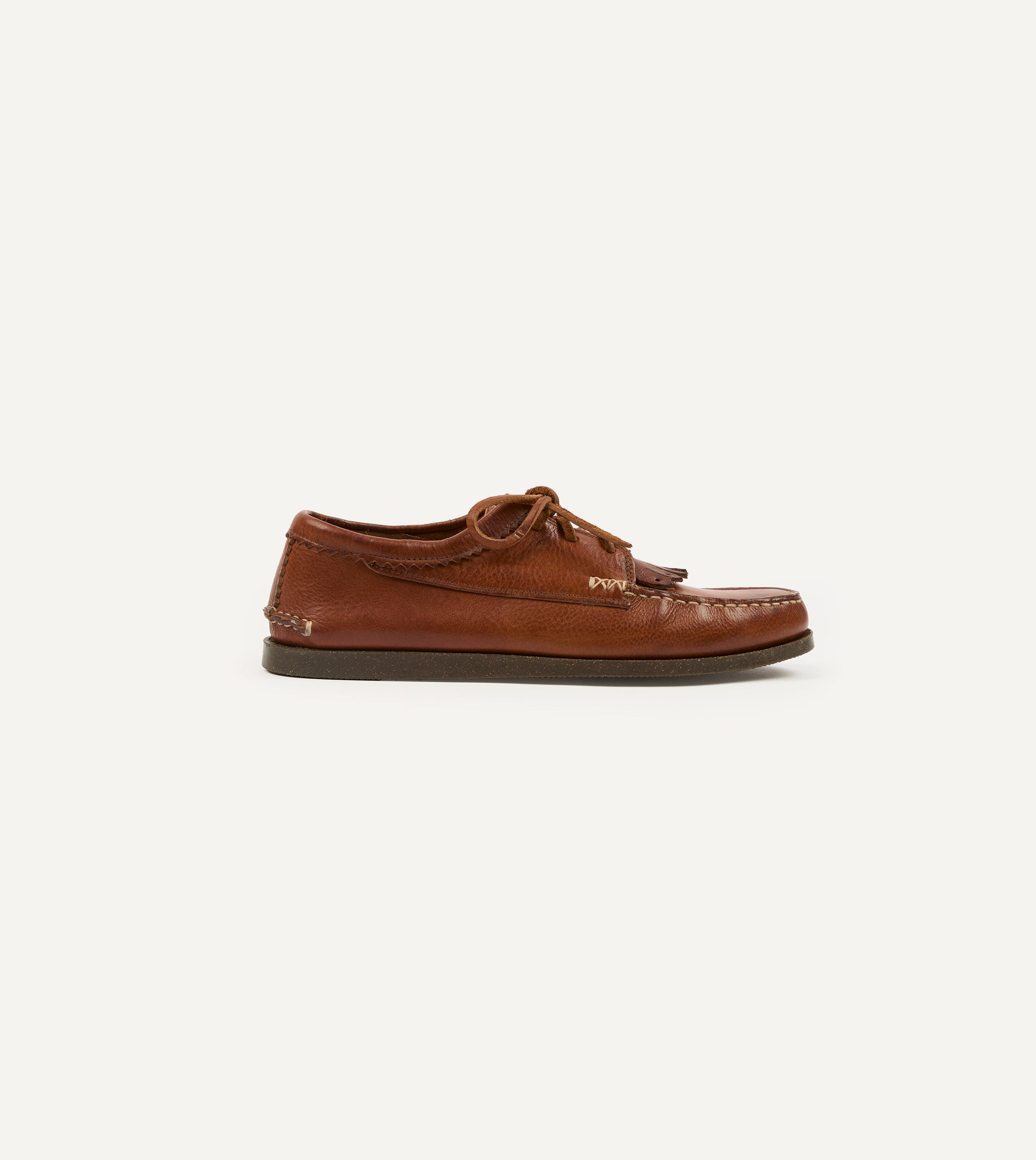 Yuketen Cognac Italian Leather Blucher Shoes with Camp Sole - Comfortable & Stylish for Outdoor Adventures & Casual Wear