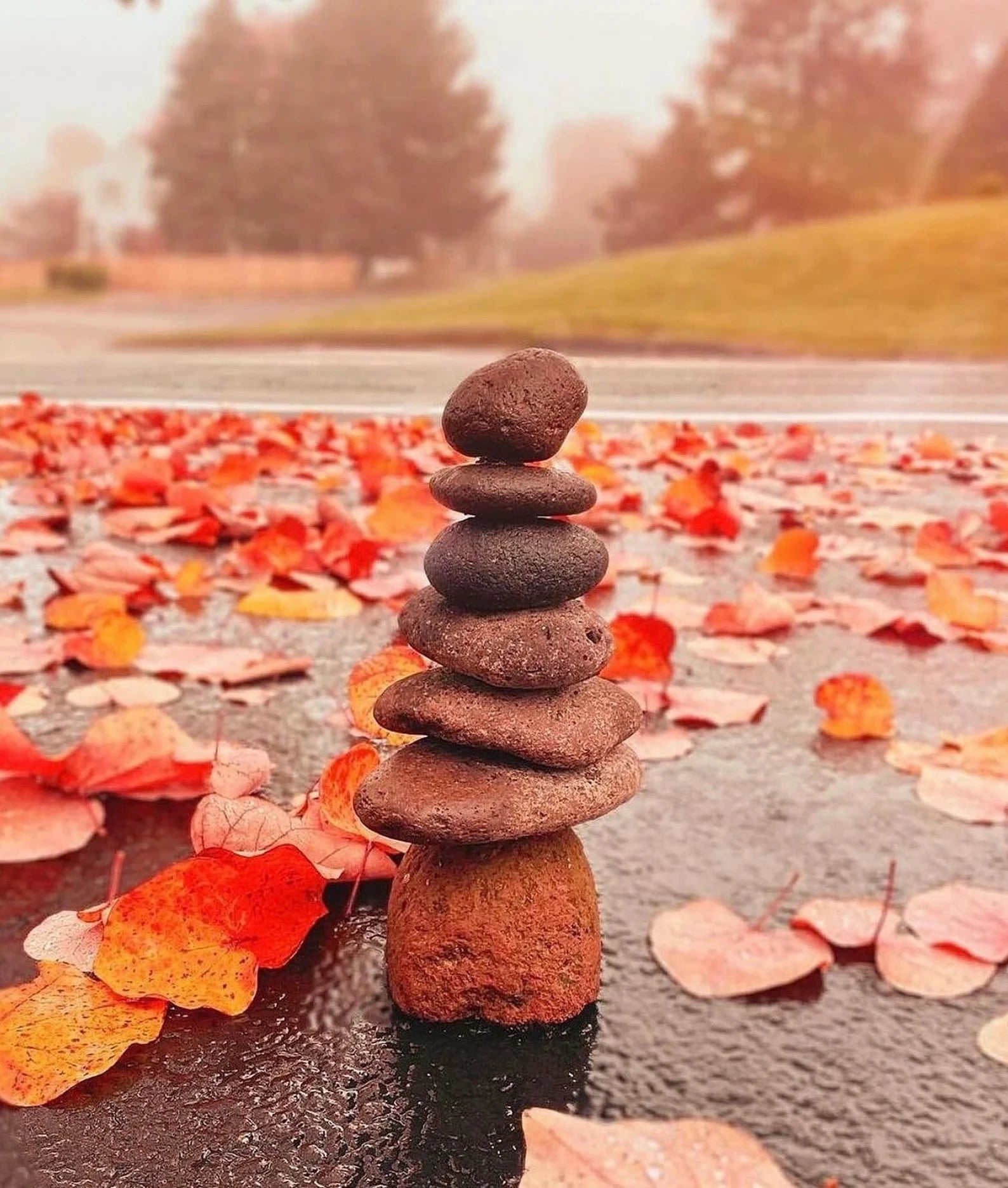7 Stone Cairn Garden Statue - Zen Outdoor Decor for Meditation Gardens, Patios & Backyards - Natural Stone Stacking Art for Peaceful Landscaping