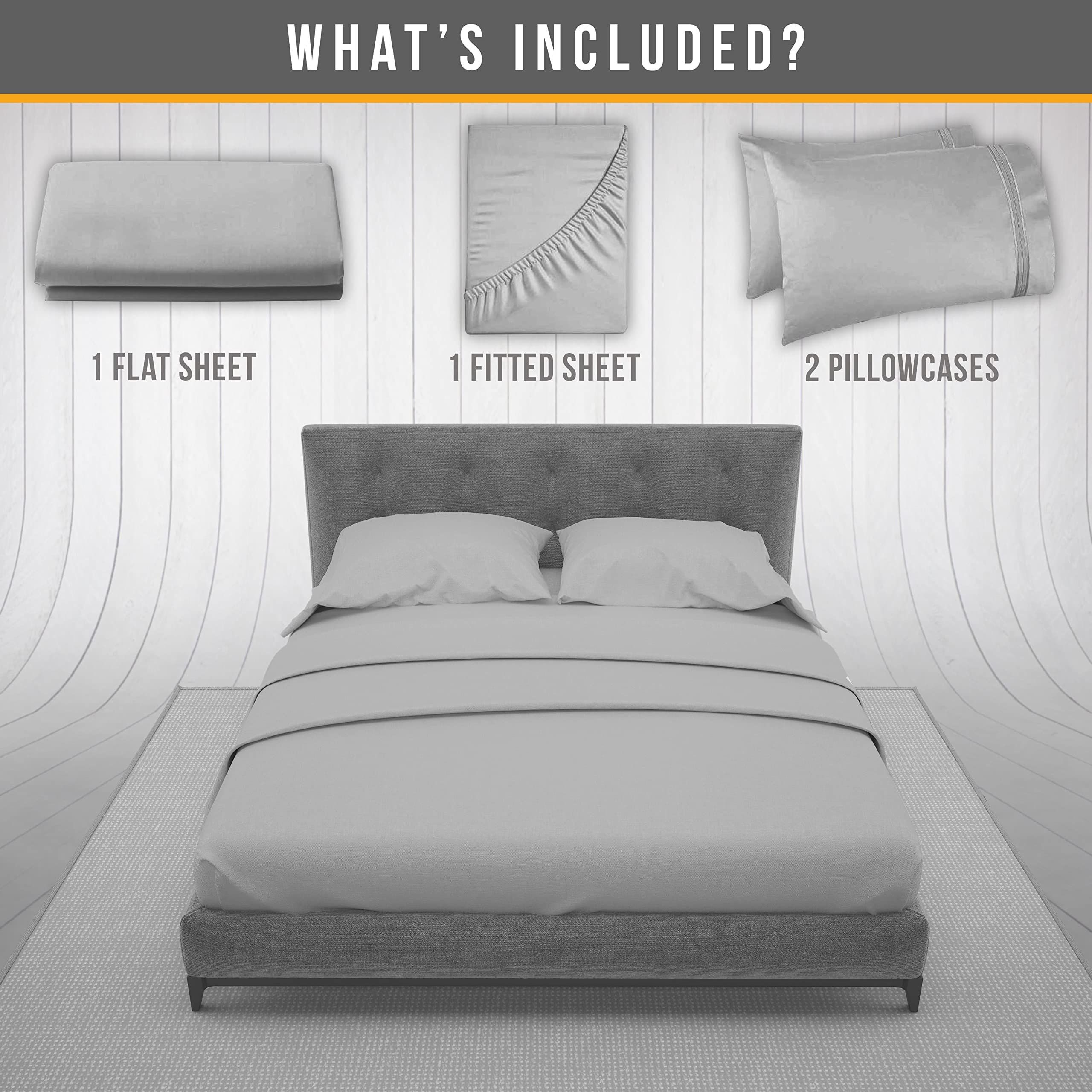 Cooling Full Size Bed Sheet Set - Luxury Hotel Quality Microfiber Sheets with Deep Pockets & Elastic Corners - Ultra Soft 4-Piece Bedding (Includes Pillowcases) - Perfect for Hot Sleepers & Summer Nights (Full, Light Gray)