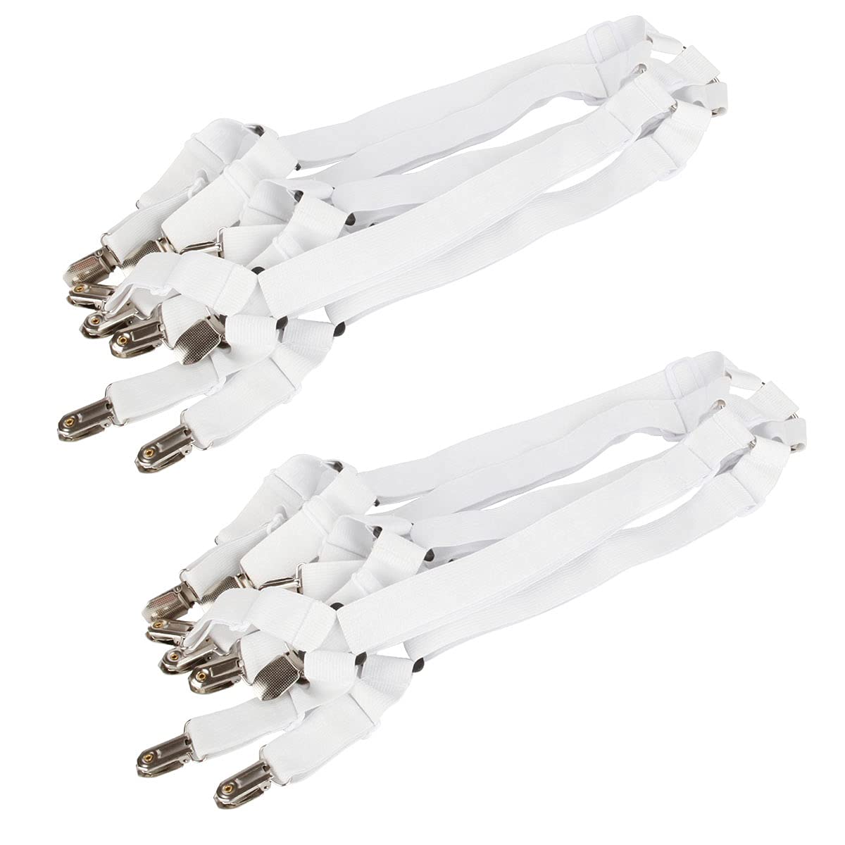 Adjustable Elastic Bed Sheet Straps for Queen/King Beds - 2 Pack (White) - Secure Sheets for Round & Square Mattresses