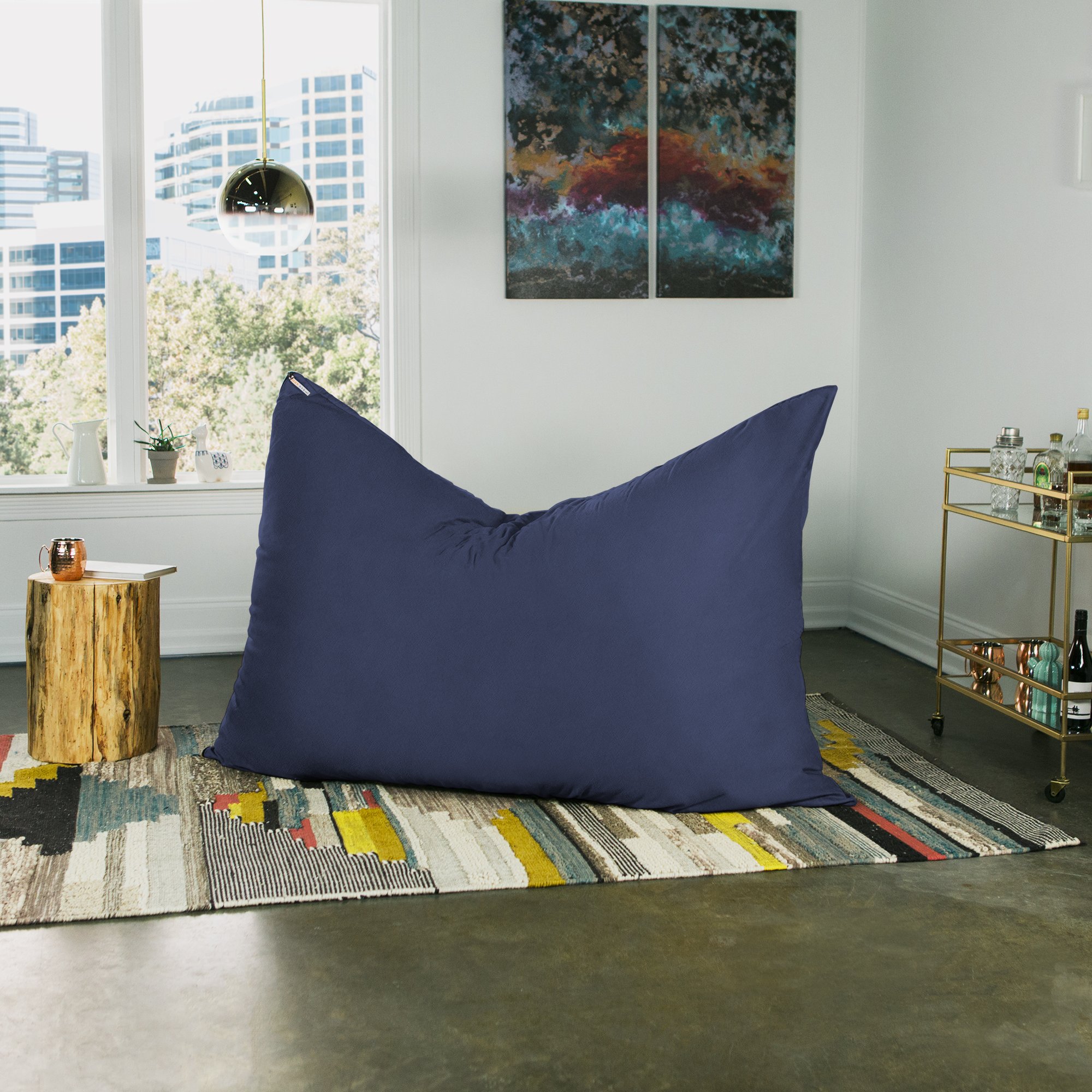 Jaxx Pillow Saxx 5.5-Foot Oversized Bean Bag Chair - Navy Blue Giant Floor Pillow for Adults, Kids Lounger & Gaming Chair - Perfect for Living Room, Bedroom, Dorm or Playroom