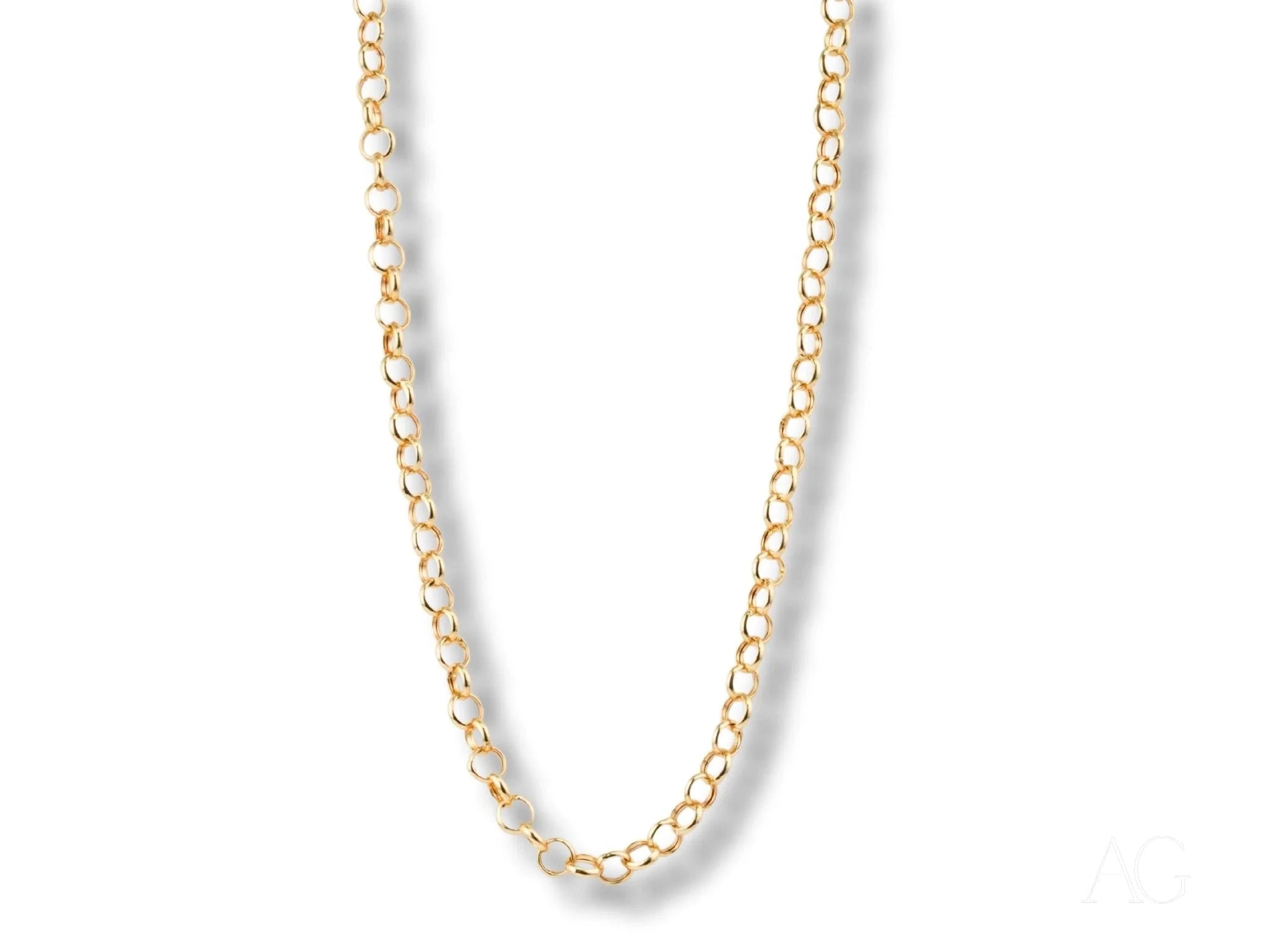 18K Gold Rolo Chain Necklace - 4mm Bold Round Link Jewelry for Women, Men | Perfect for Everyday Wear, Gifts & Special Occasions