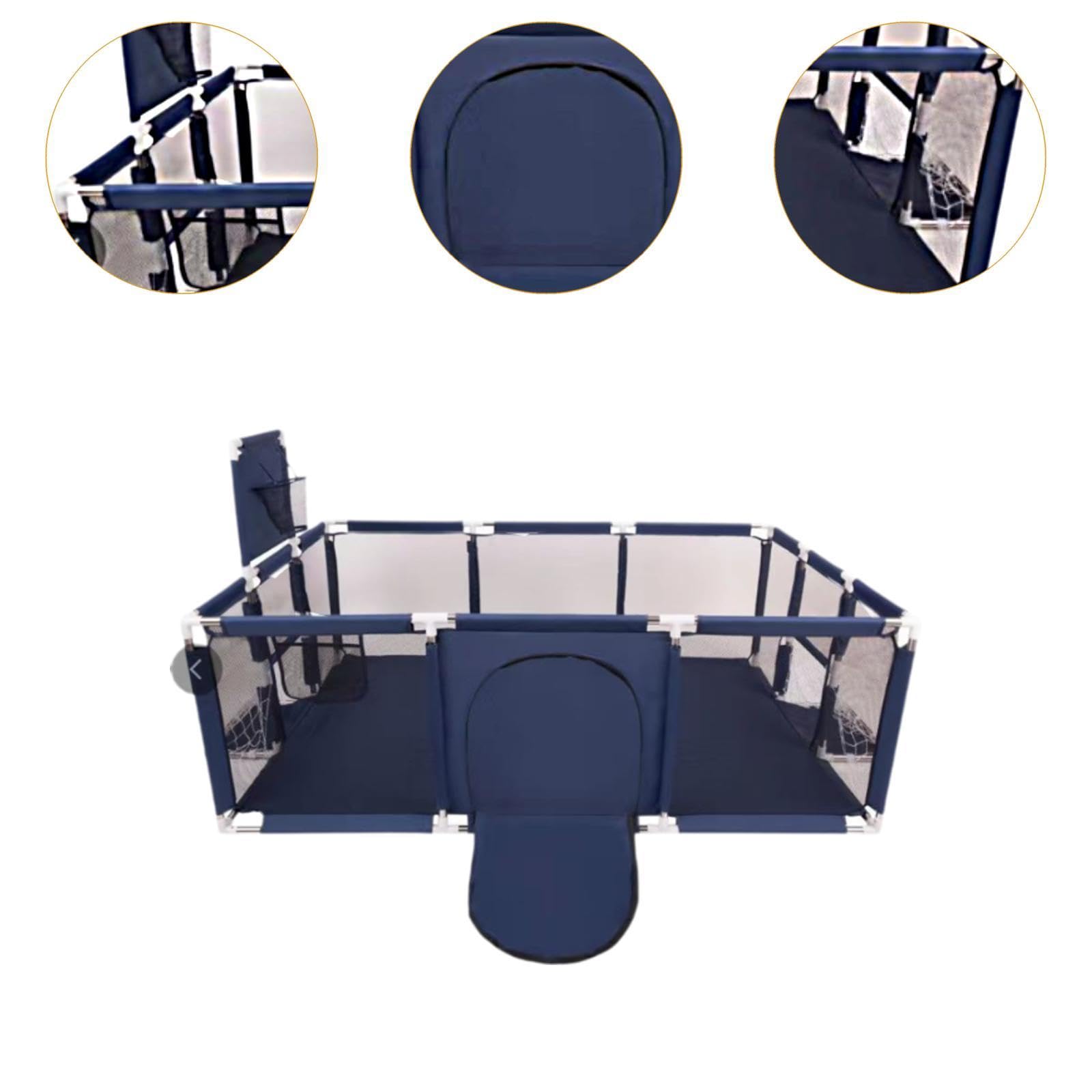 Qialexicon Kids Playpen with Sports Theme - Indoor Play Yard for Toddlers & Babies, Safe & Portable Baby Playpen in Blue - Perfect for Playrooms, Daycare & Home Use